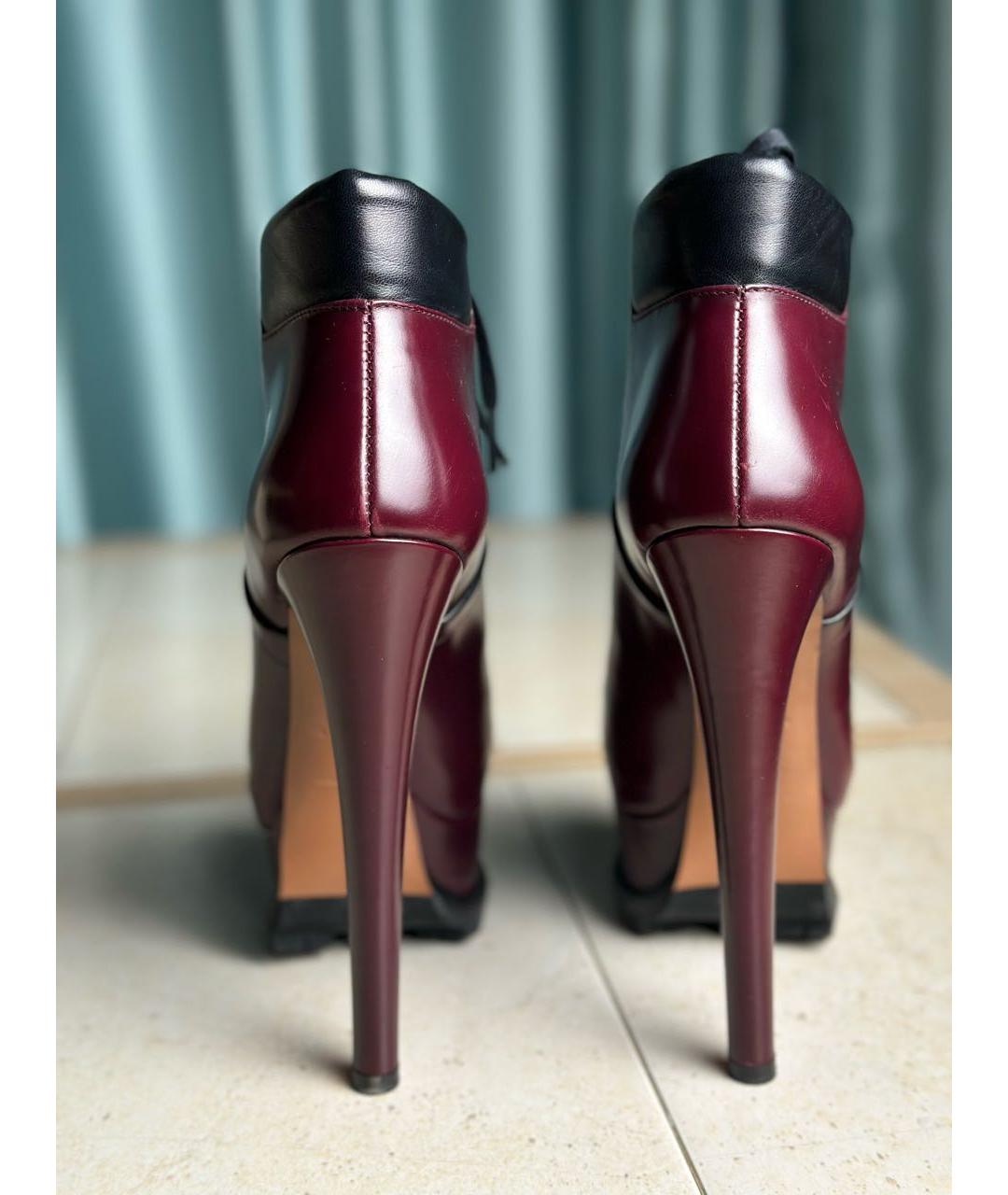 ALAIA Бордовые кожаные ботильоны, фото 4