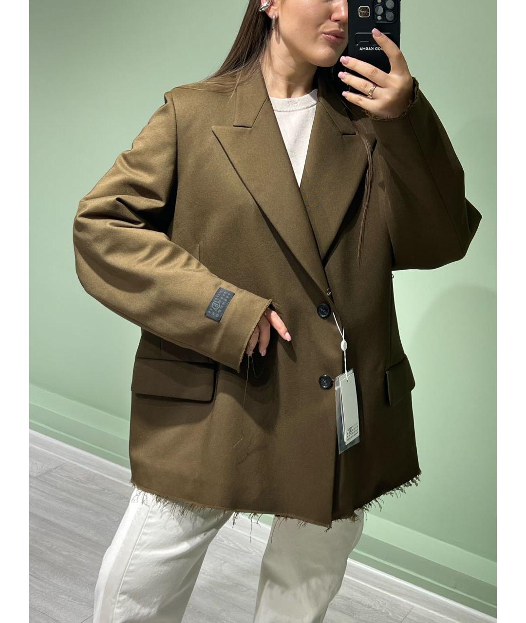 MM6 MAISON MARGIELA Хаки вискозное пальто, фото 7