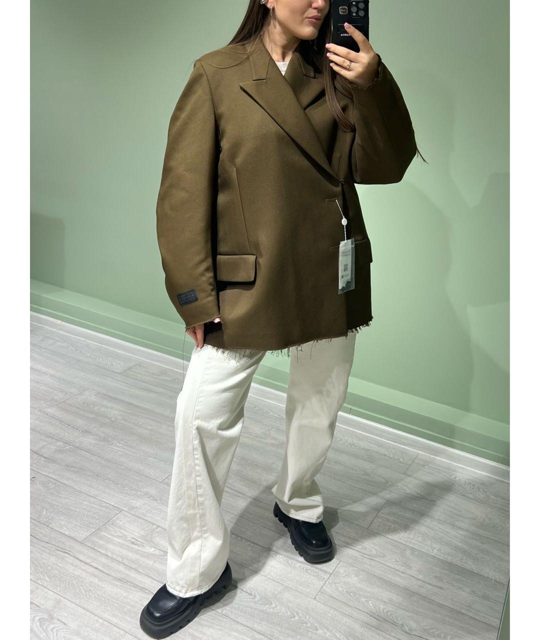 MM6 MAISON MARGIELA Хаки вискозное пальто, фото 6