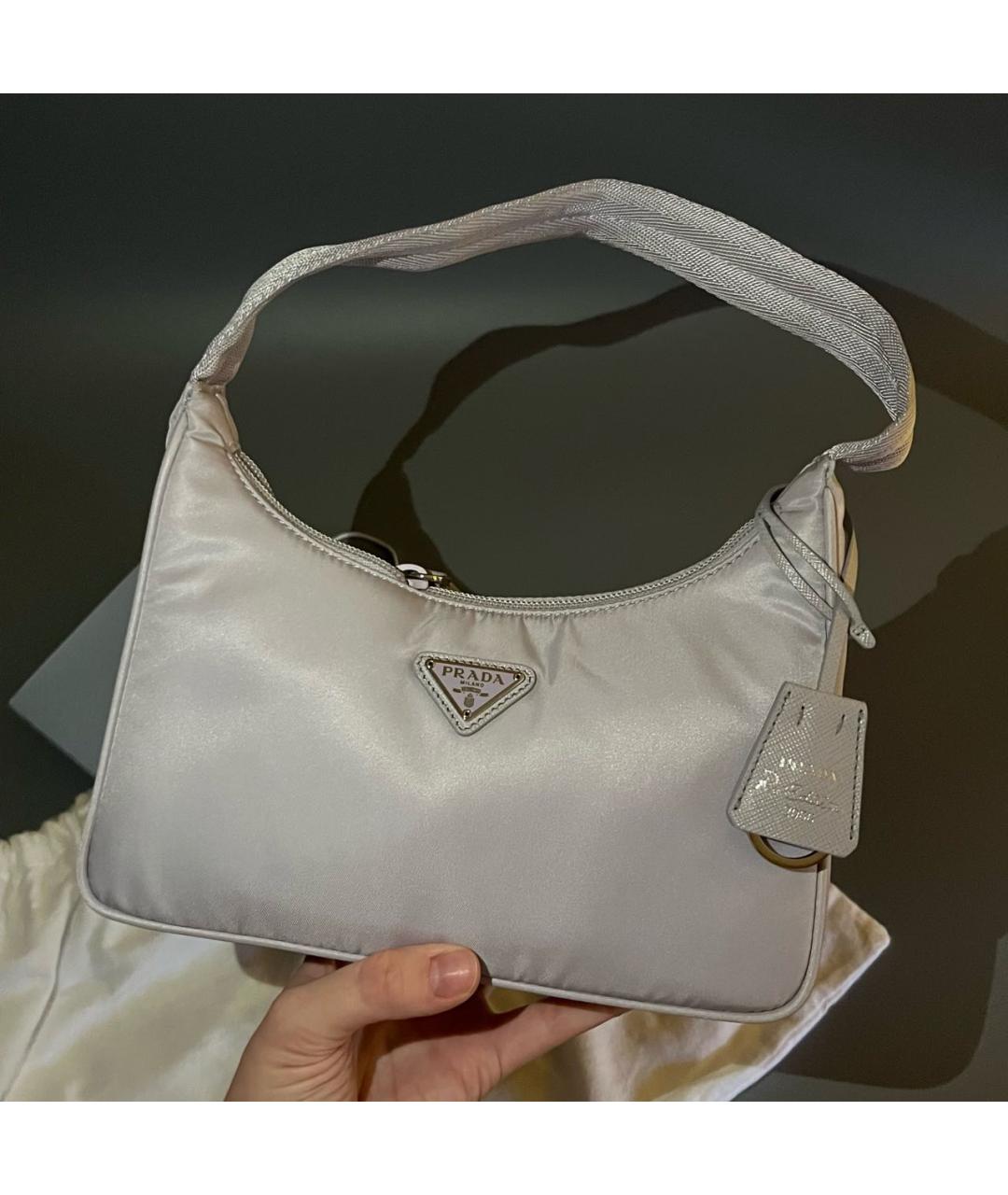 PRADA Серая синтетическая сумка с короткими ручками, фото 3