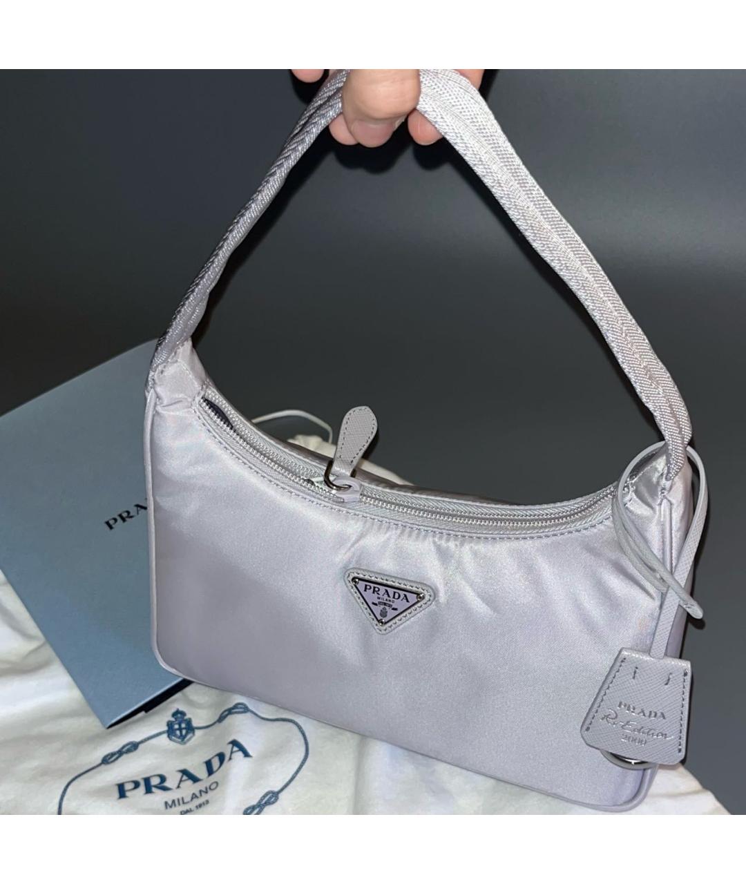 PRADA Серая синтетическая сумка с короткими ручками, фото 2