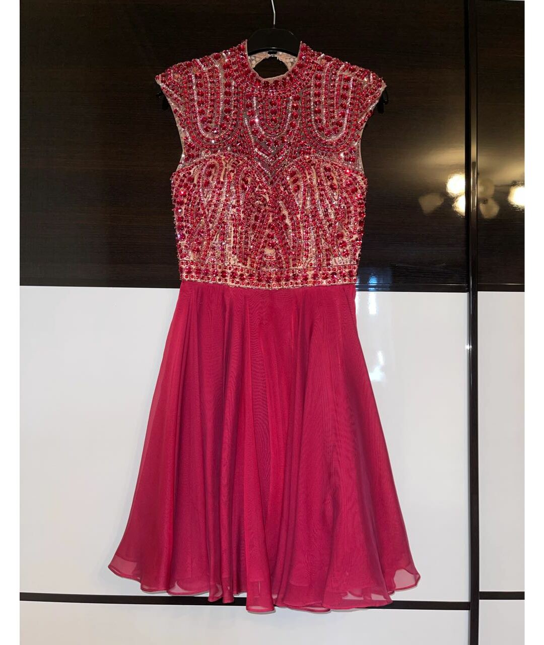 SHERRI HILL Бордовое полиэстеровое коктейльное платье, фото 8