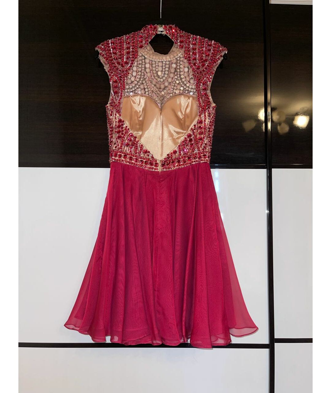SHERRI HILL Бордовое полиэстеровое коктейльное платье, фото 2