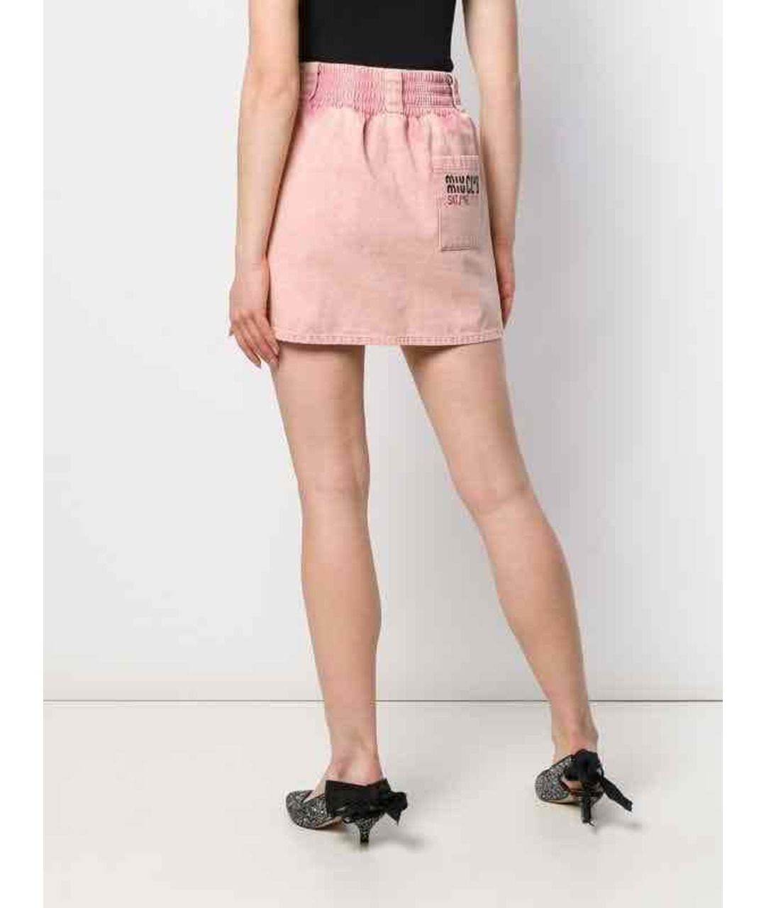 MIU MIU Розовая деним юбка мини, фото 4