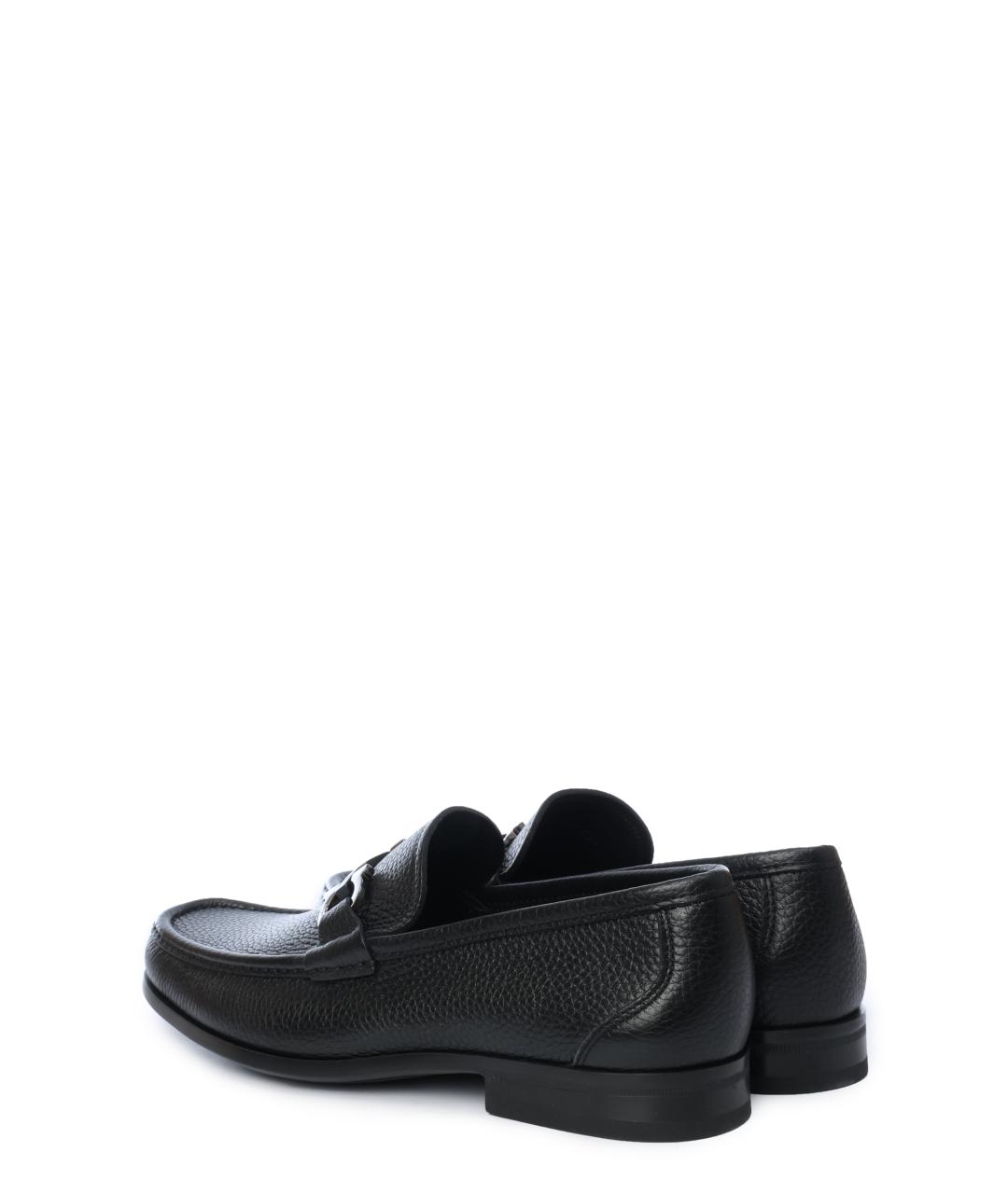 FERRAGAMO Черные кожаные лоферы, фото 3