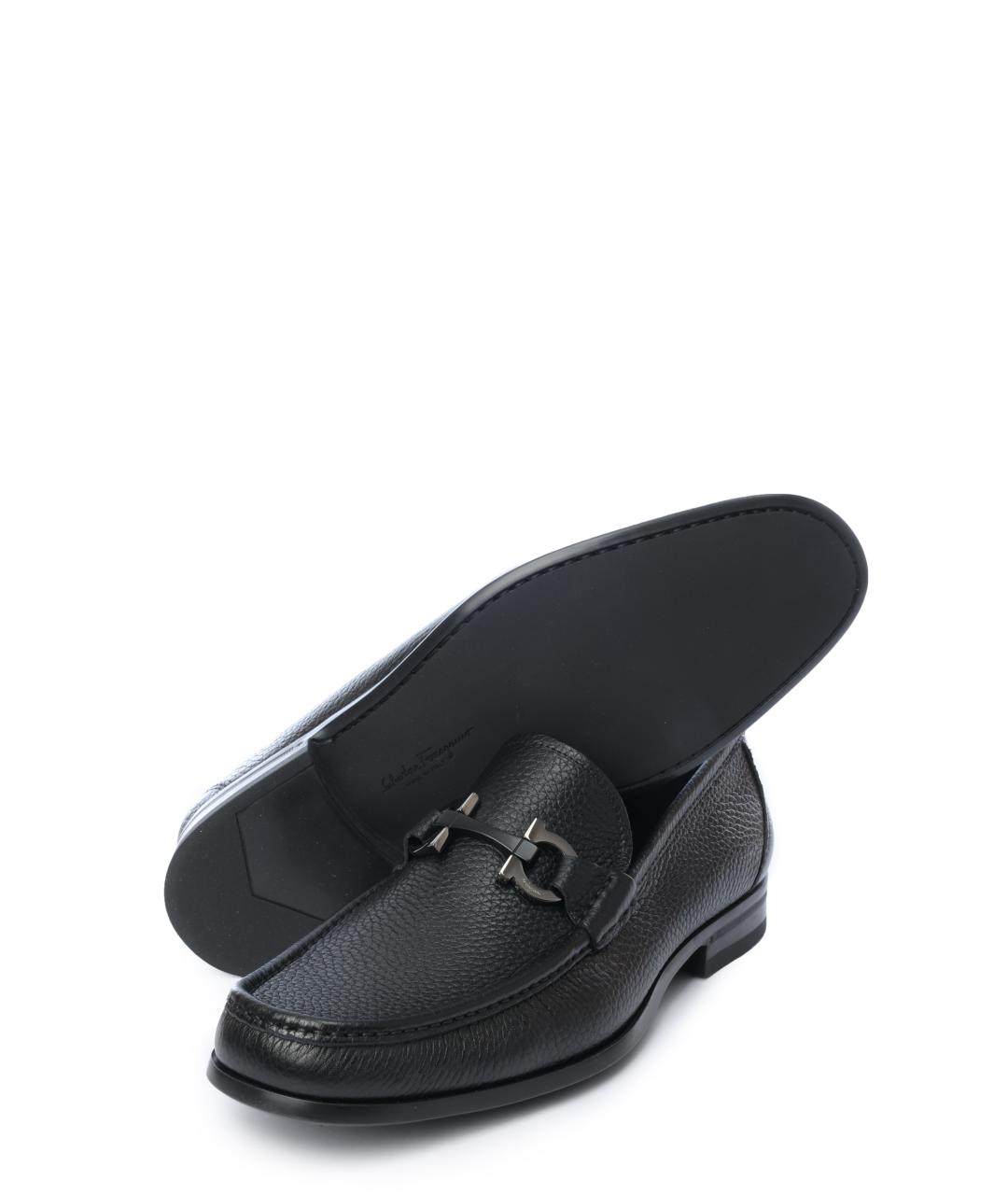 FERRAGAMO Черные кожаные лоферы, фото 5
