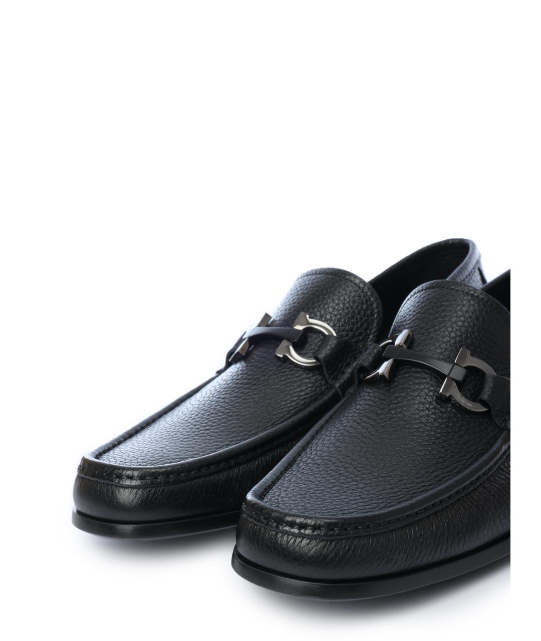 FERRAGAMO Черные кожаные лоферы, фото 6