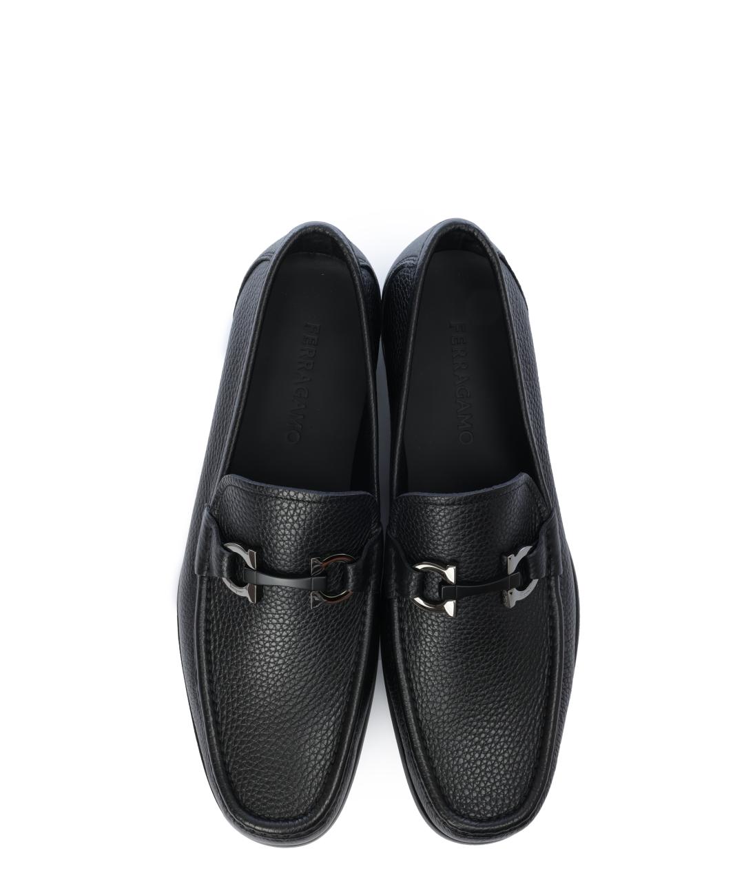 FERRAGAMO Черные кожаные лоферы, фото 4