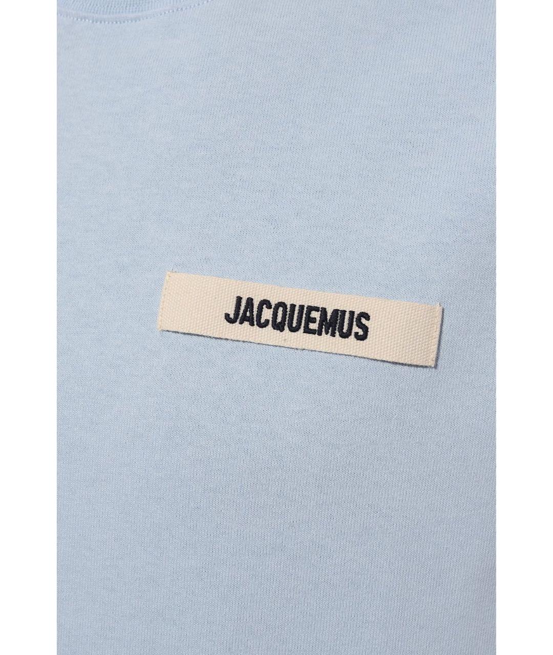 JACQUEMUS Голубая хлопковая футболка, фото 2