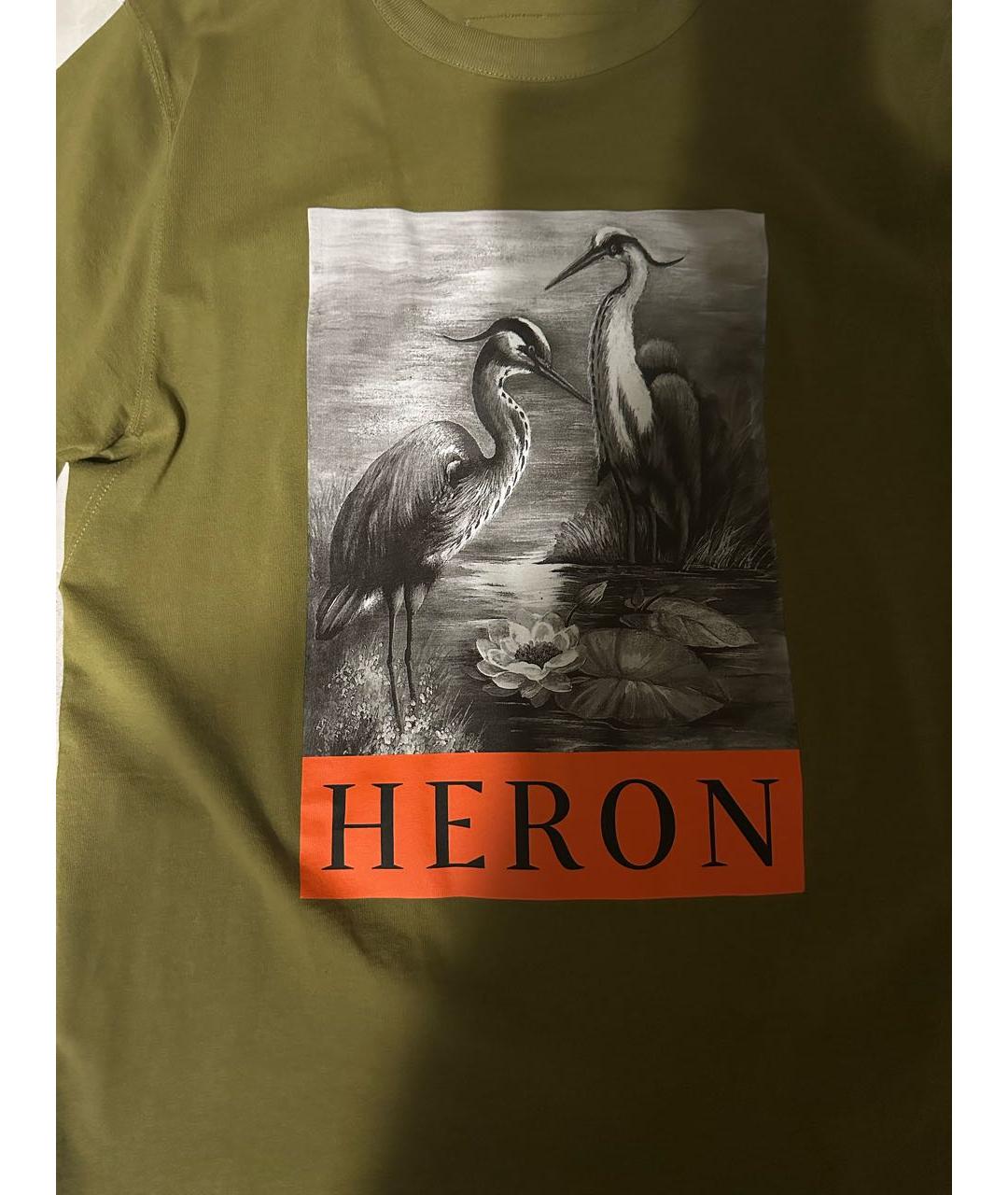 HERON PRESTON Хаки хлопковая футболка, фото 3