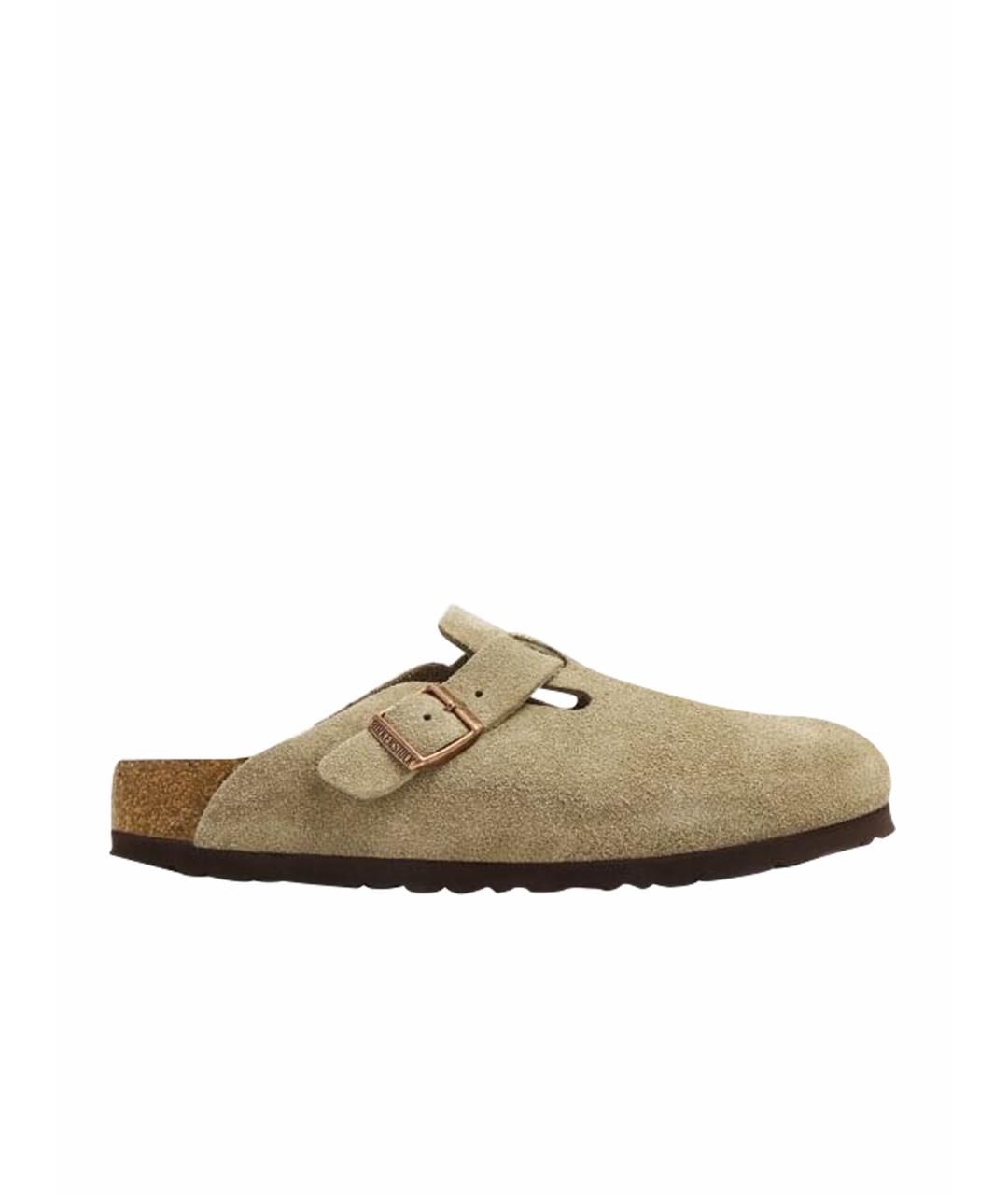 BIRKENSTOCK Бежевые замшевые сабо, фото 1