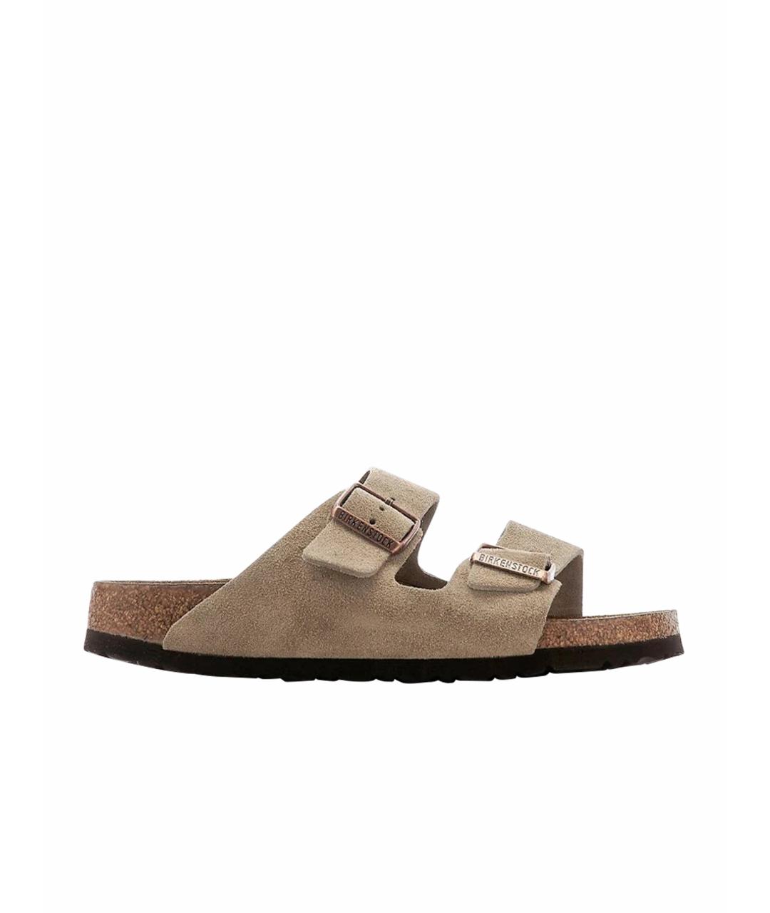 BIRKENSTOCK Бежевые замшевые сандалии, фото 1