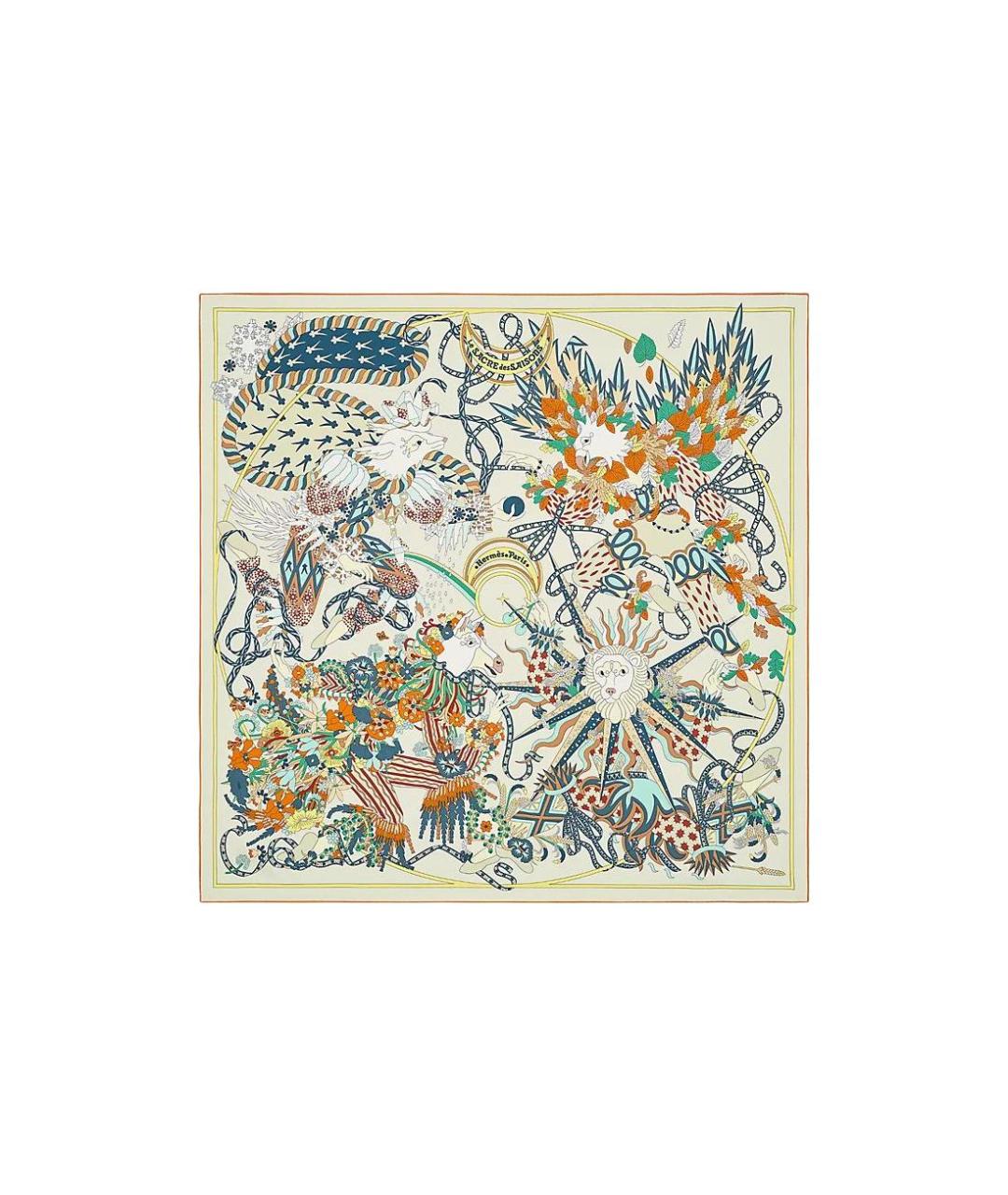 HERMES Бежевый шелковый шарф, фото 4