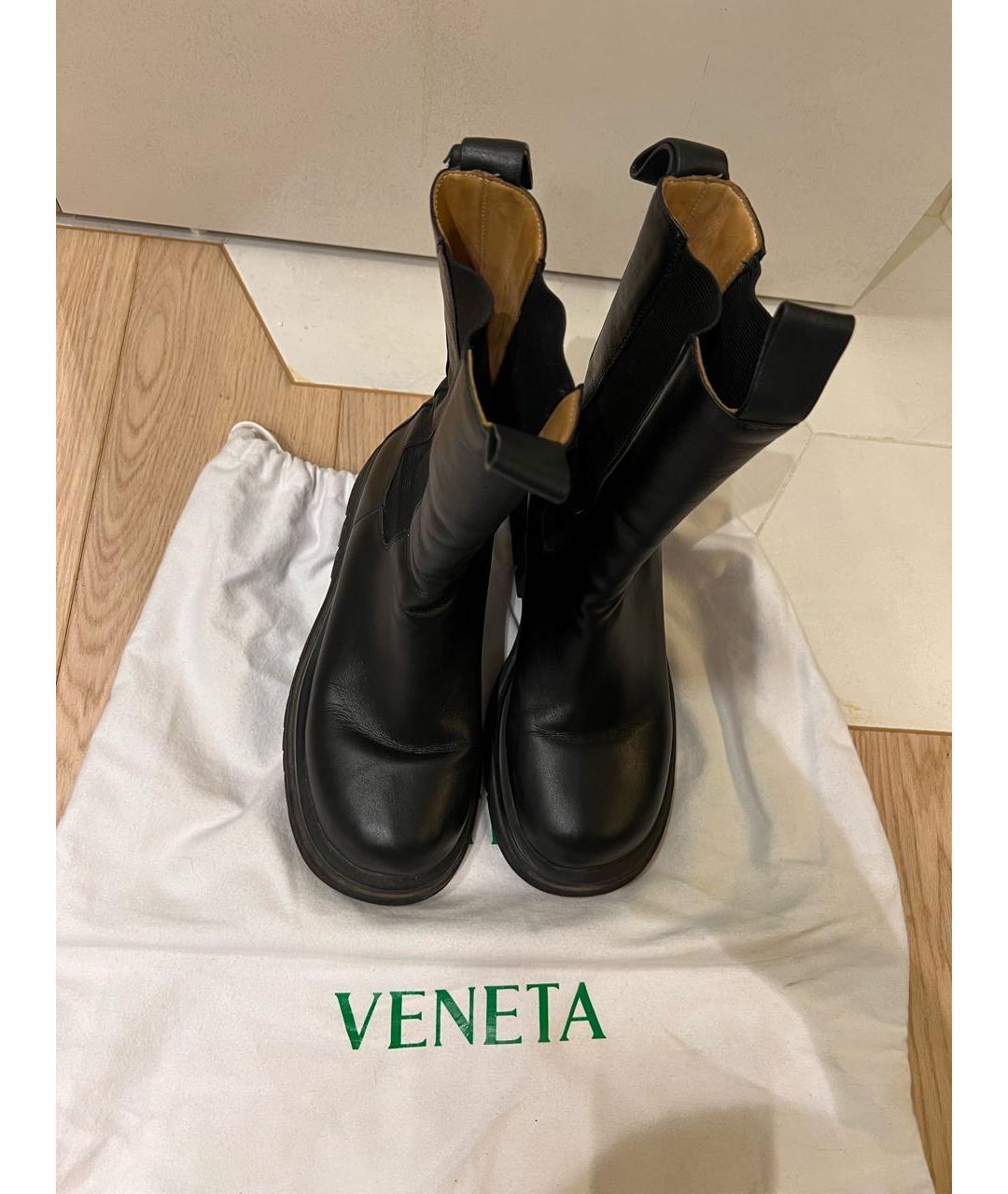 BOTTEGA VENETA Черные кожаные сапоги, фото 3