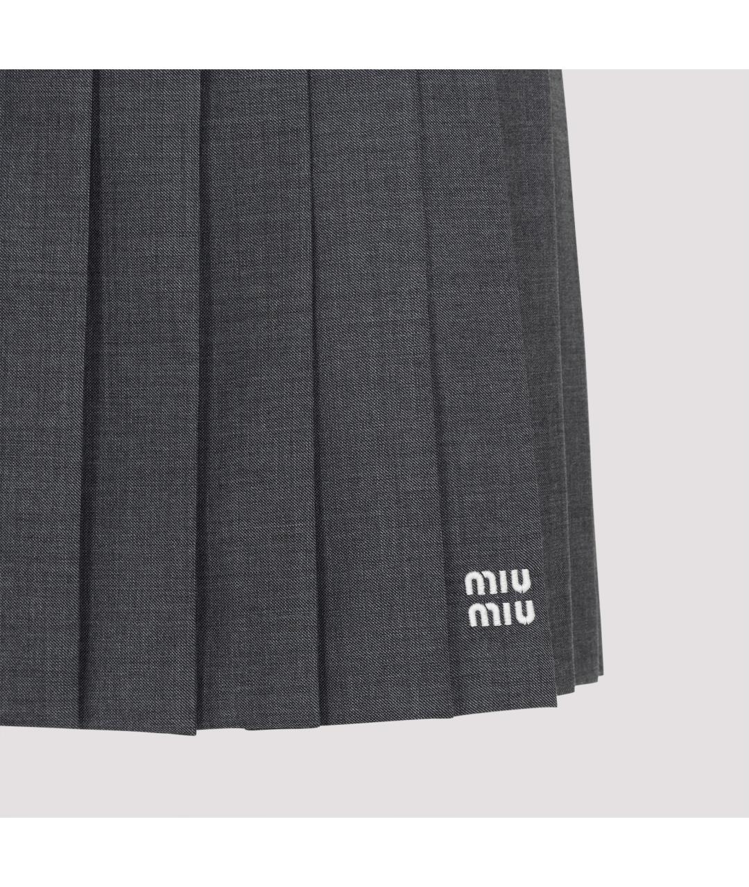 MIU MIU Серая шерстяная юбка мини, фото 4