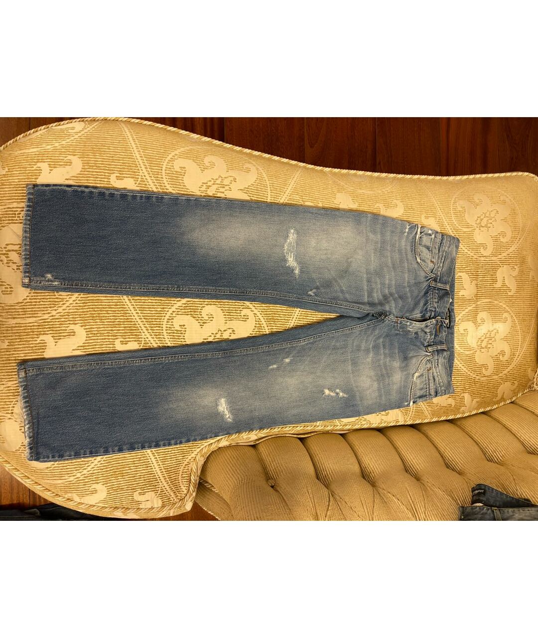 DOLCE&GABBANA Синие хлопковые прямые джинсы, фото 8