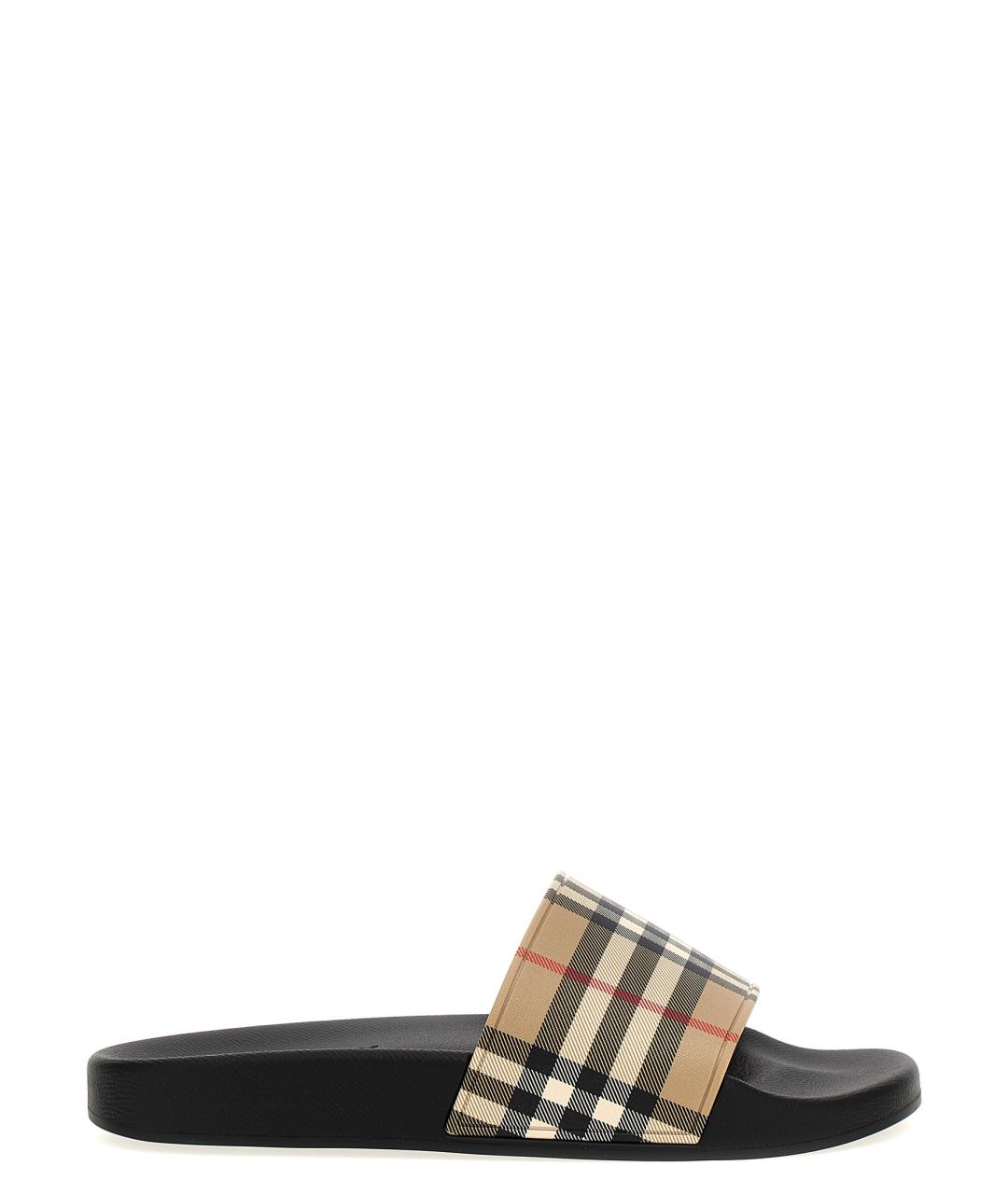 BURBERRY Бежевые резиновые шлепанцы, фото 1