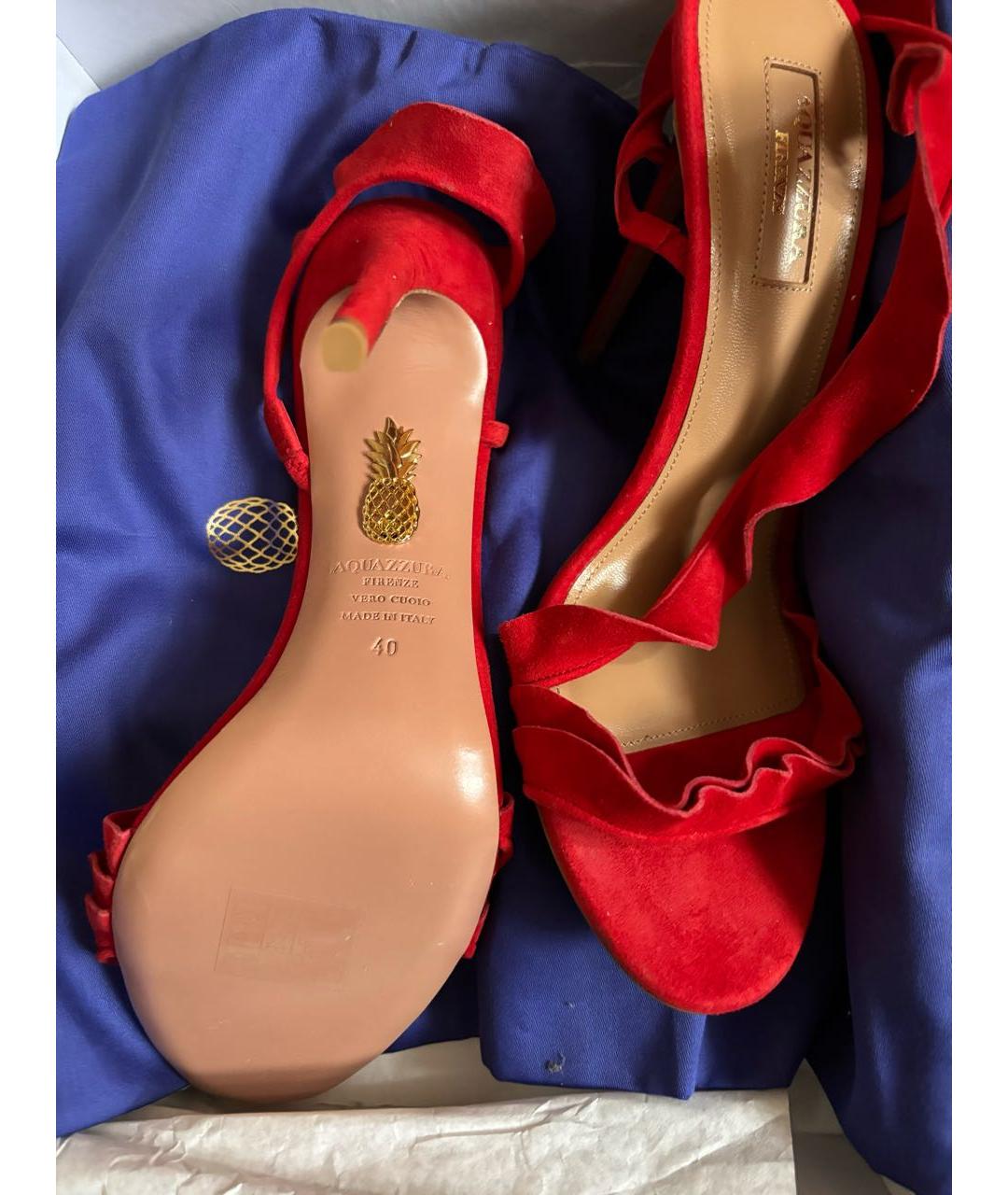 AQUAZZURA Красные замшевые босоножки, фото 4