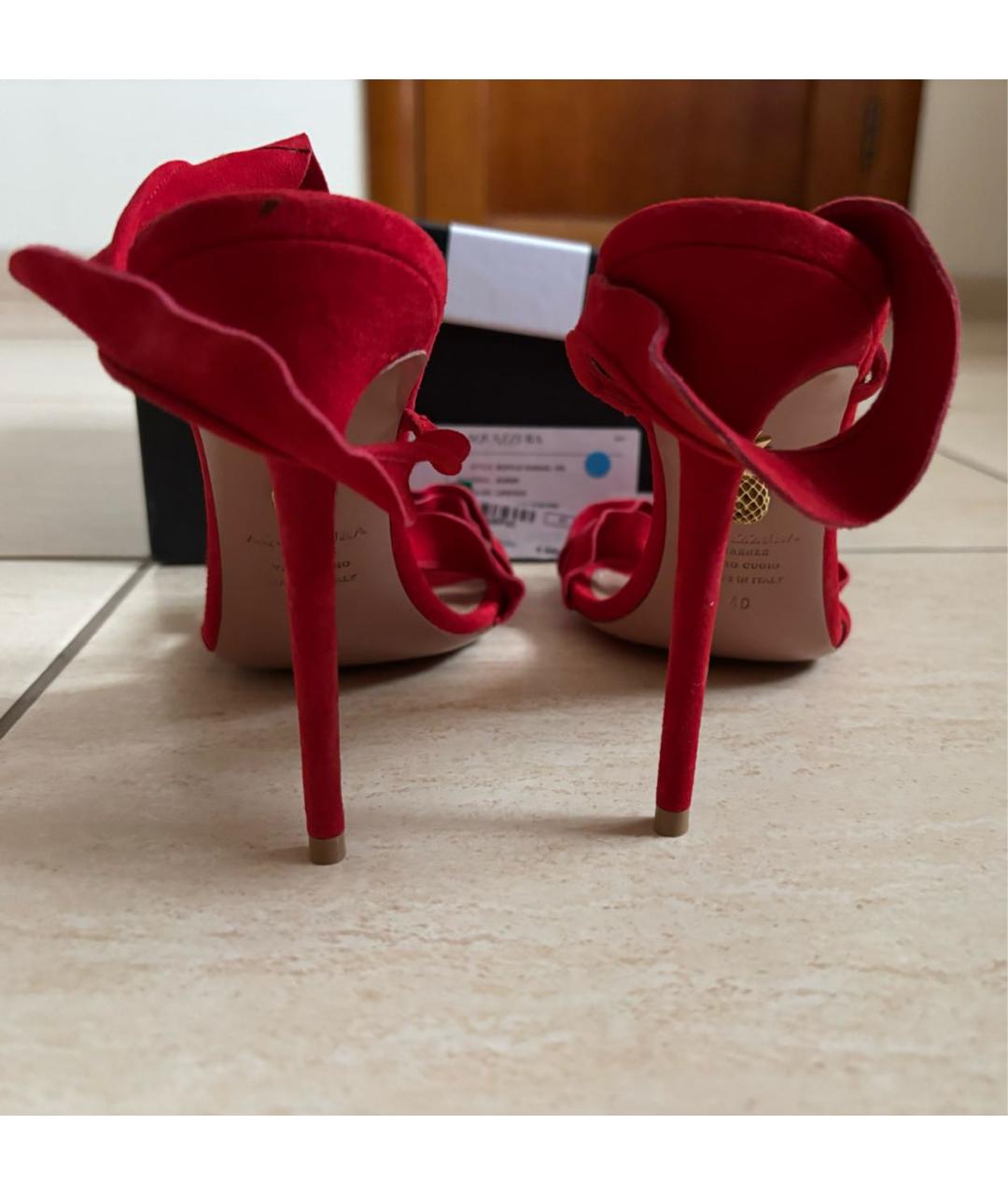 AQUAZZURA Красные замшевые босоножки, фото 2