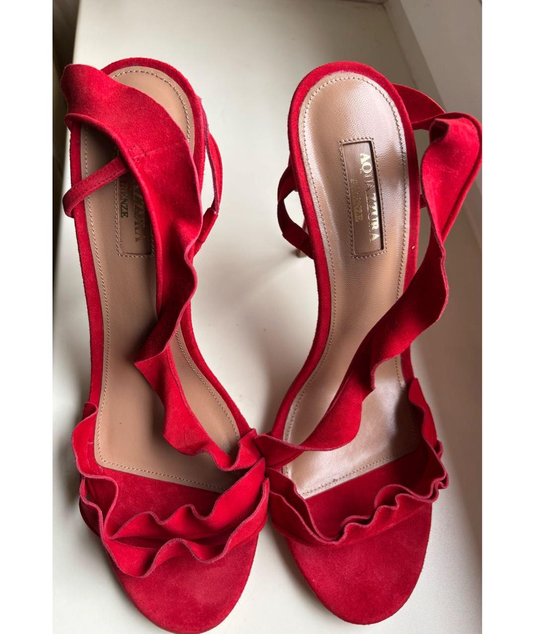 AQUAZZURA Красные замшевые босоножки, фото 3