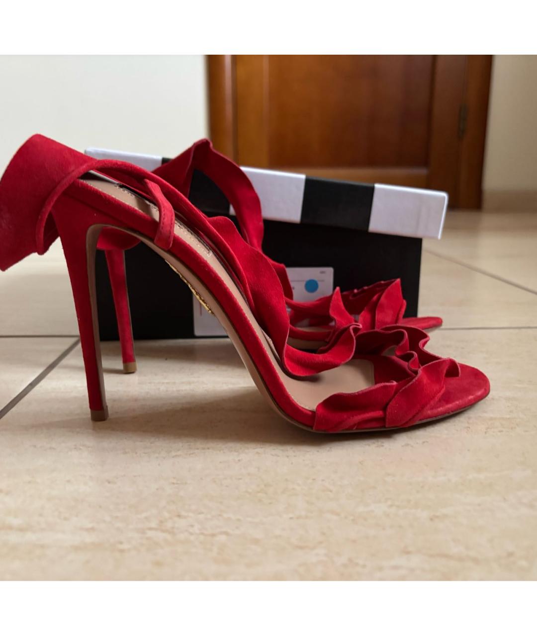 AQUAZZURA Красные замшевые босоножки, фото 8