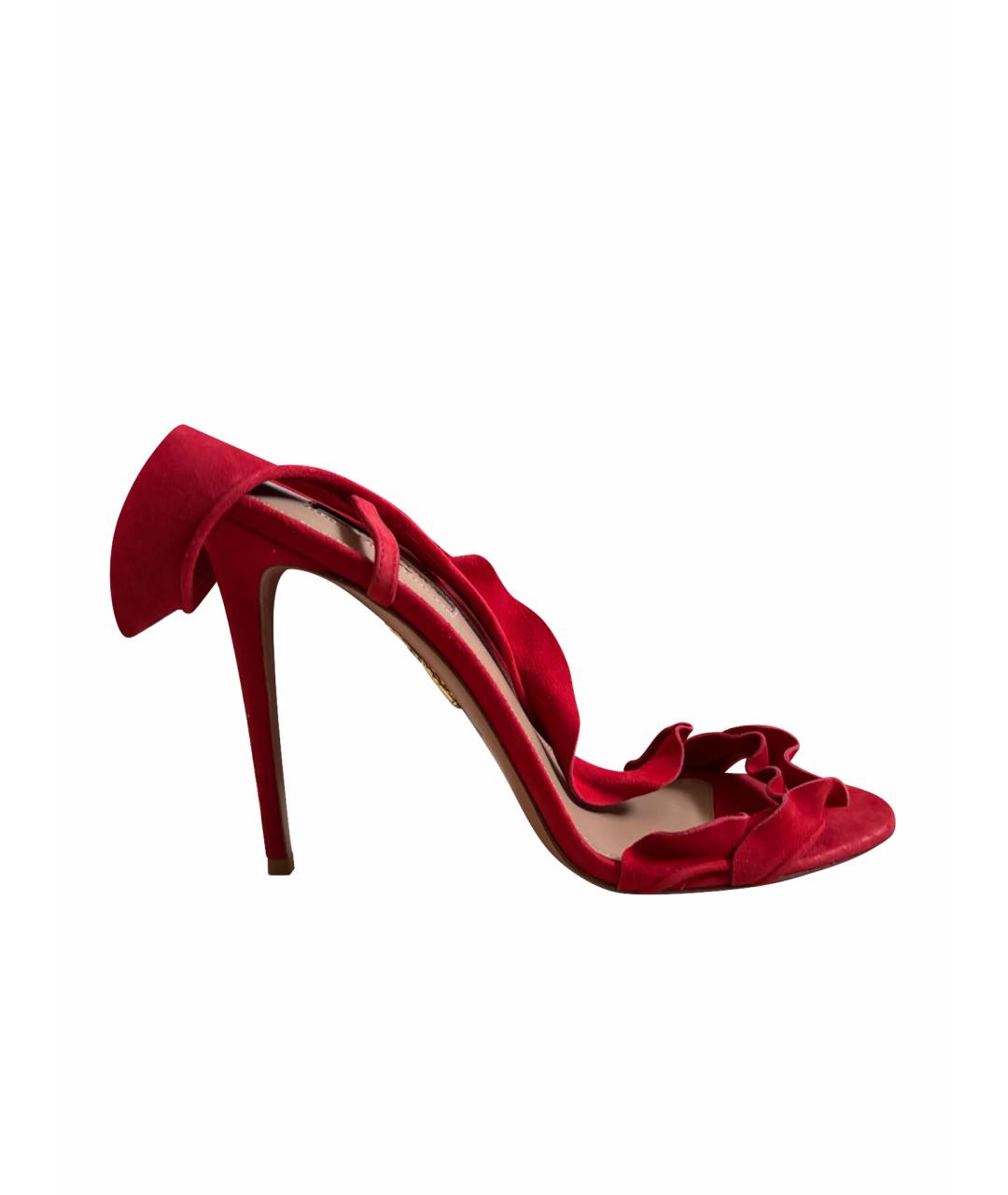AQUAZZURA Красные замшевые босоножки, фото 1