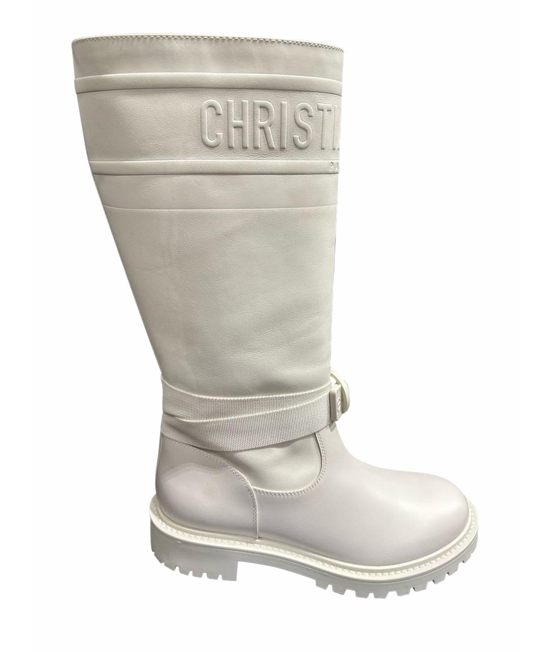 CHRISTIAN DIOR Белые кожаные сапоги, фото 1