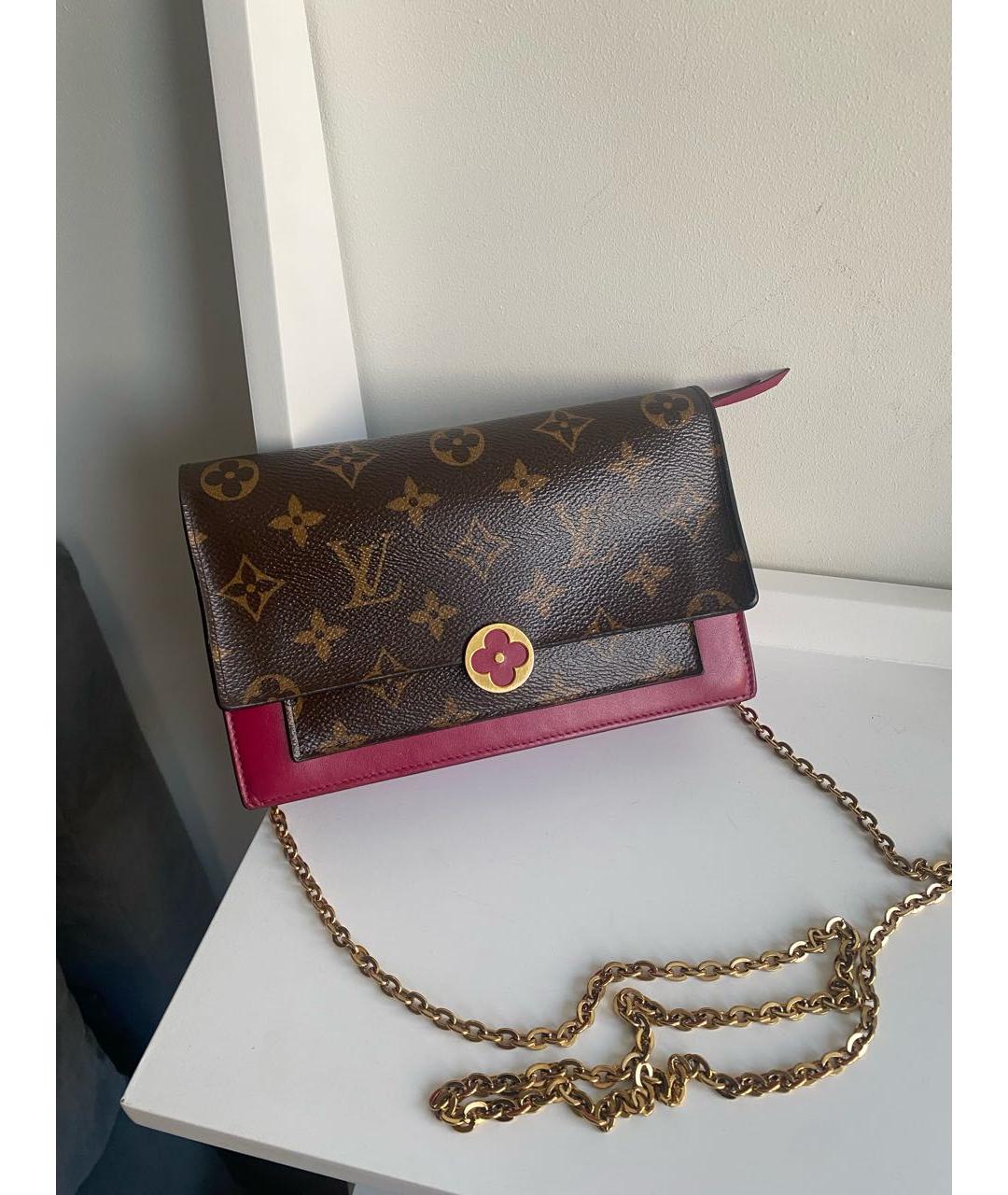 LOUIS VUITTON Коричневая кожаная сумка через плечо, фото 8