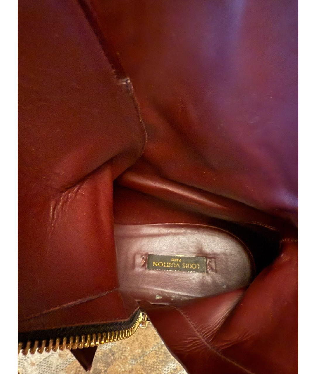 LOUIS VUITTON Бордовые ботинки из лакированной кожи, фото 5