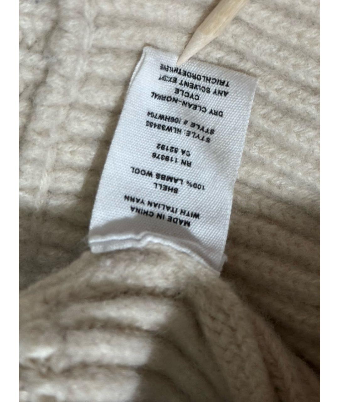 HELMUT LANG Бежевый шерстяной джемпер / свитер, фото 6