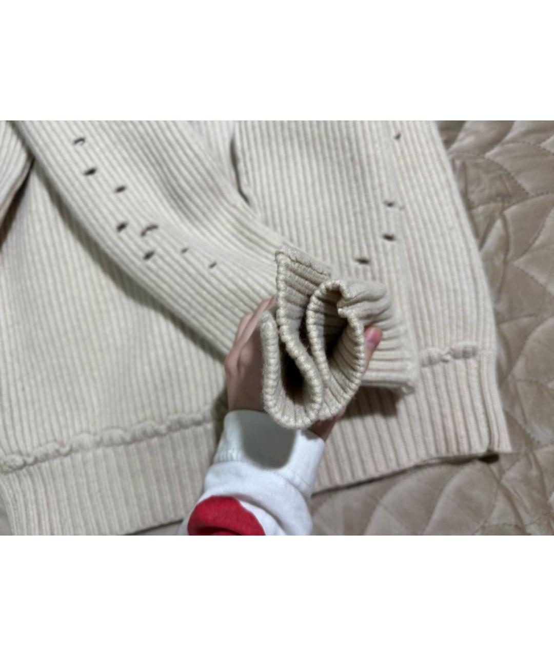 HELMUT LANG Бежевый шерстяной джемпер / свитер, фото 3