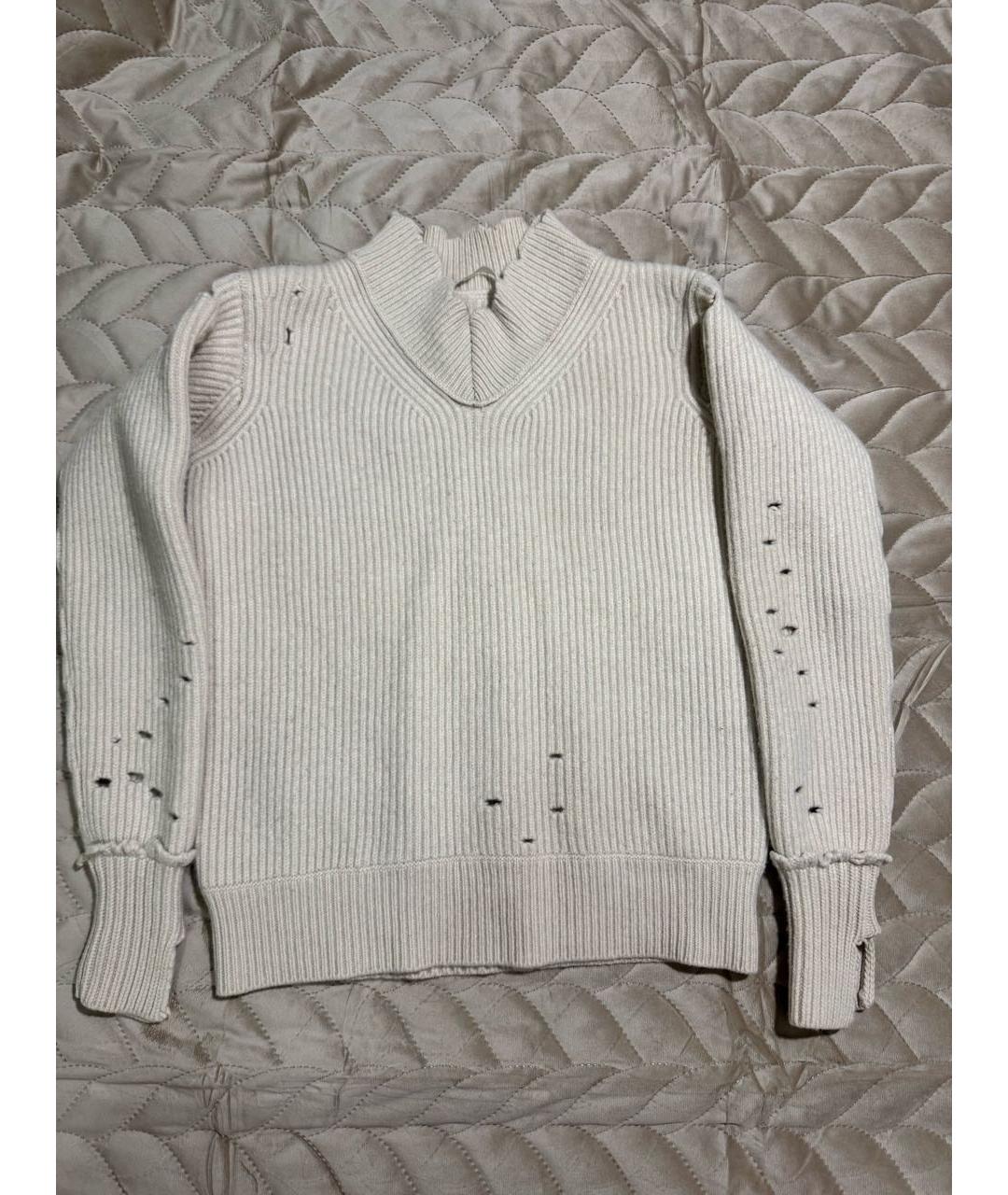 HELMUT LANG Бежевый шерстяной джемпер / свитер, фото 8