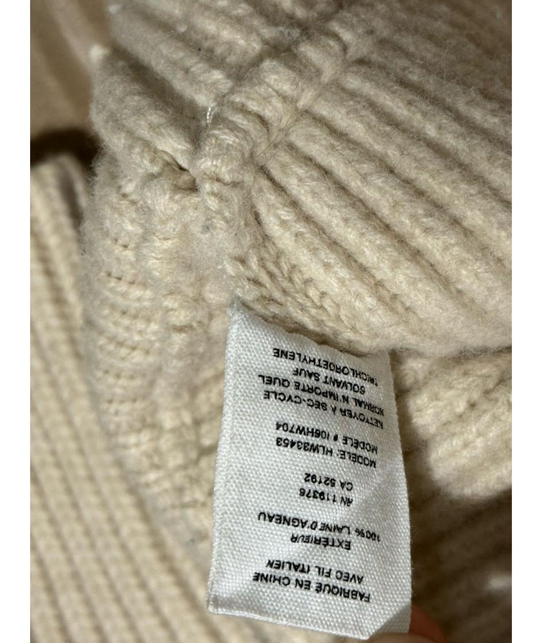 HELMUT LANG Бежевый шерстяной джемпер / свитер, фото 7