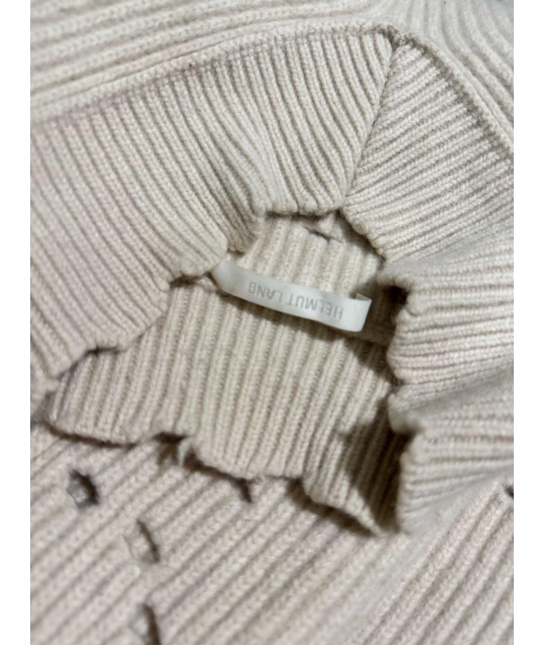 HELMUT LANG Бежевый шерстяной джемпер / свитер, фото 4