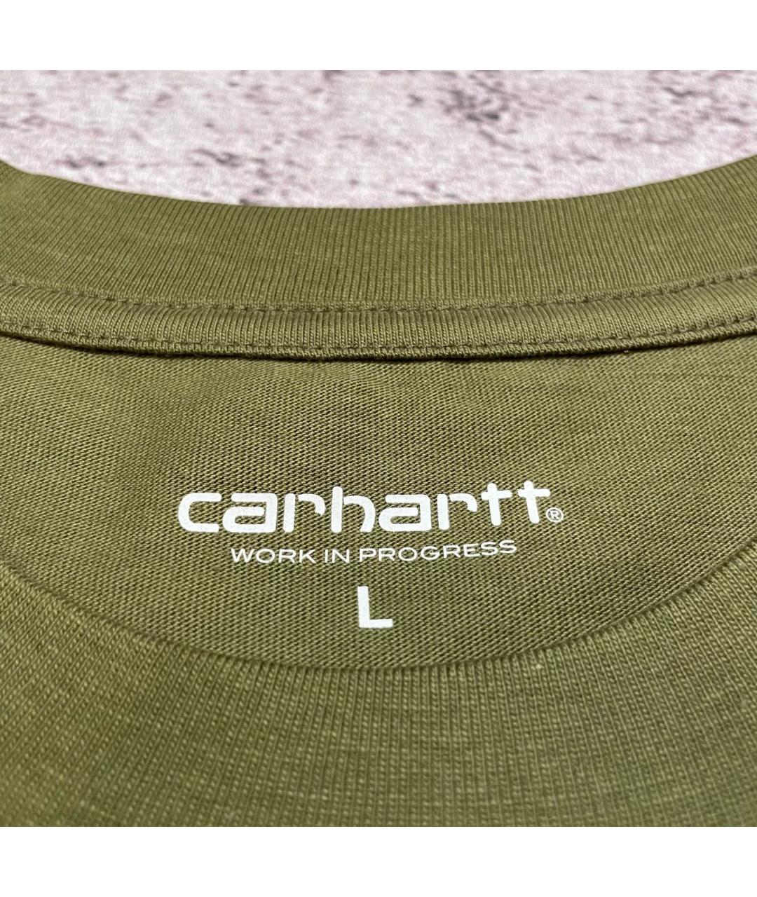 CARHARTT WIP Хаки хлопковая футболка, фото 5