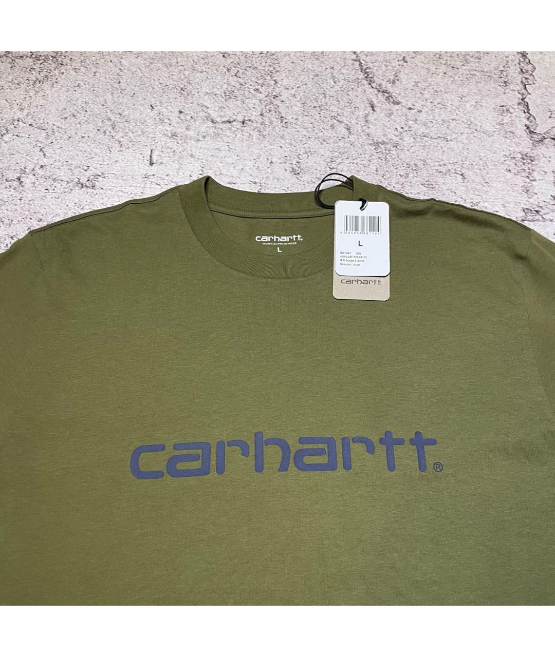 CARHARTT WIP Хаки хлопковая футболка, фото 3