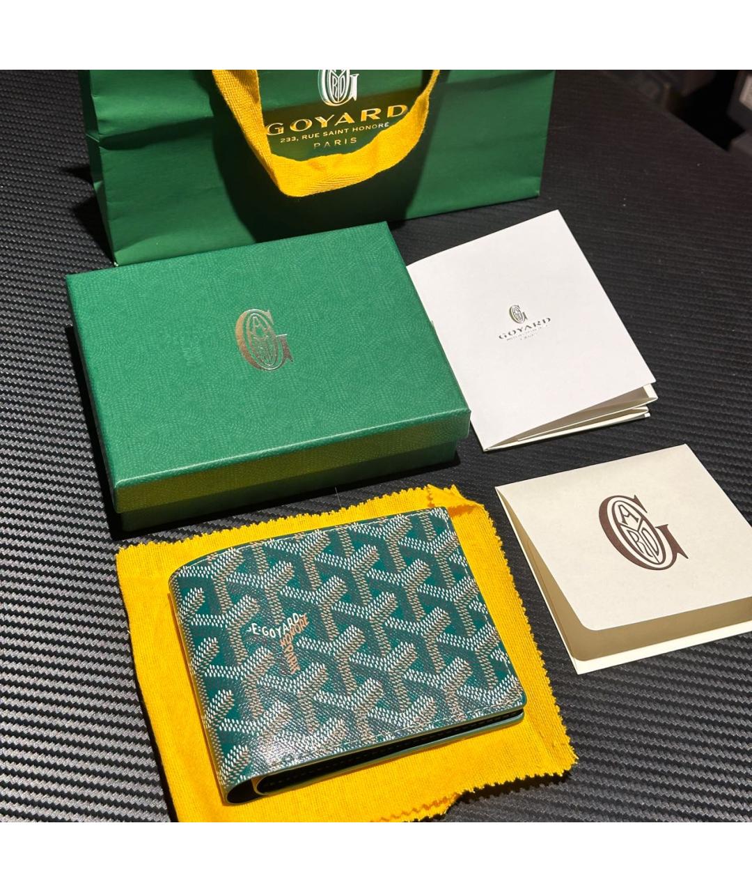 GOYARD Зеленый кожаный кошелек, фото 2