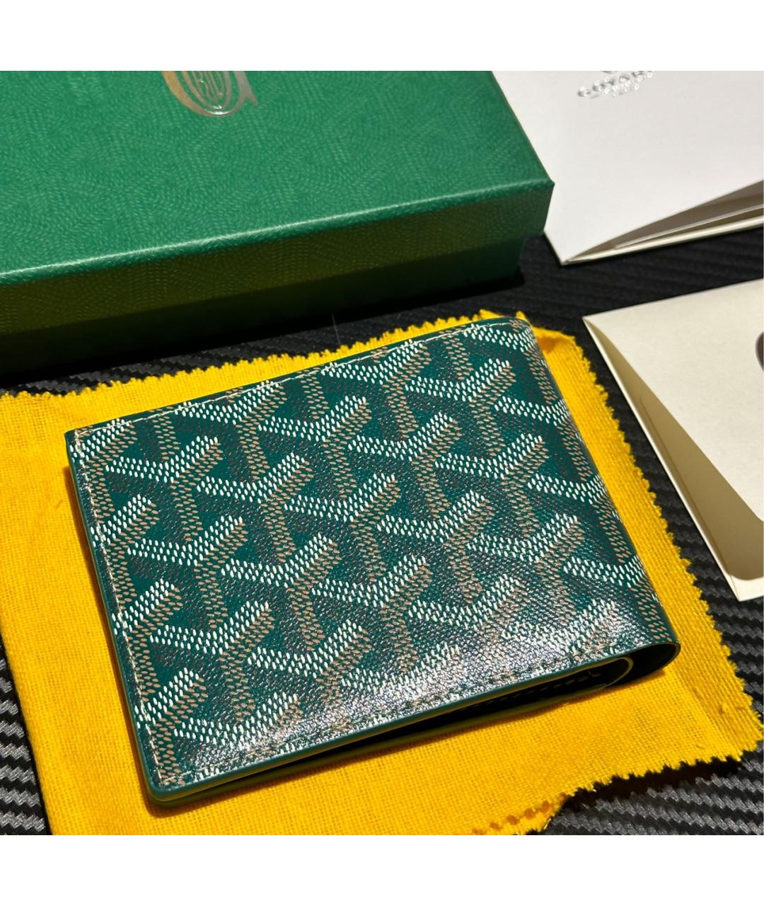 GOYARD Зеленый кожаный кошелек, фото 4