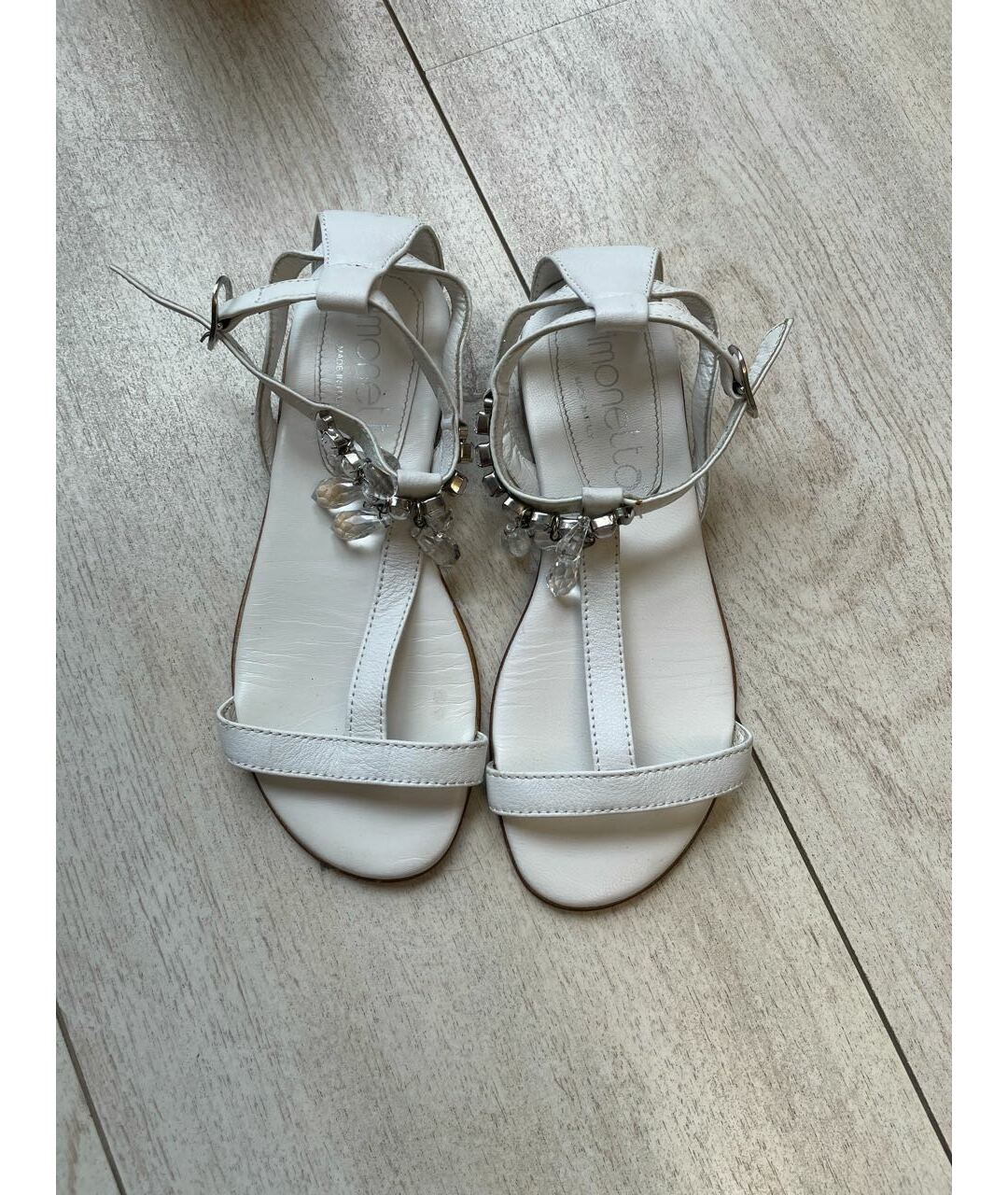 SIMONETTA Белые кожаные сандалии и шлепанцы, фото 2