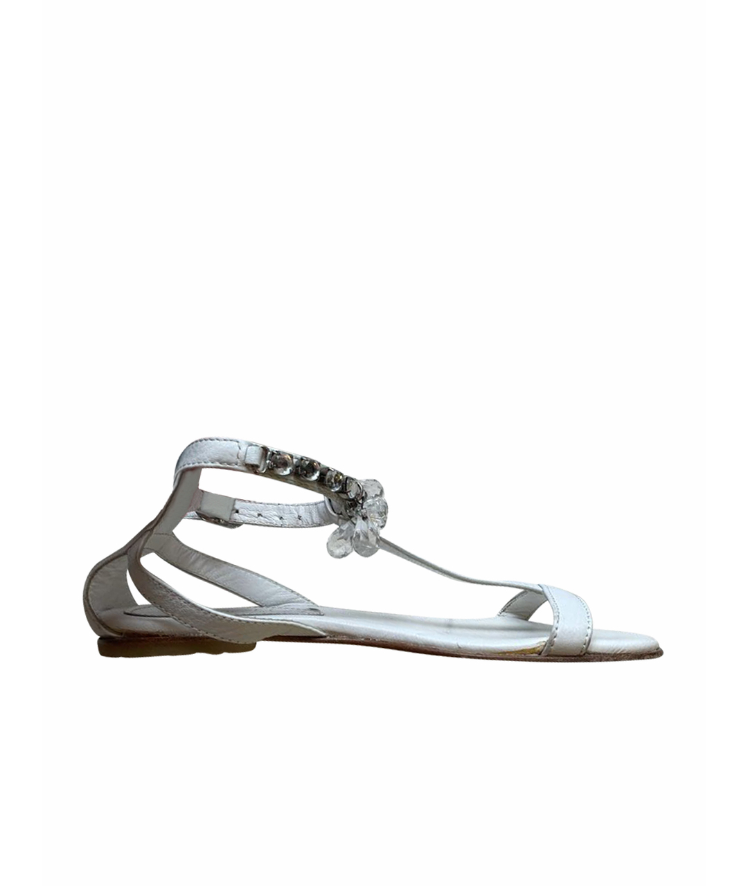 SIMONETTA Белые кожаные сандалии и шлепанцы, фото 1