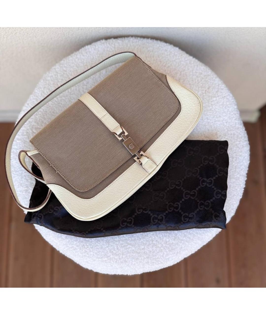 GUCCI Бежевая кожаная сумка через плечо, фото 2
