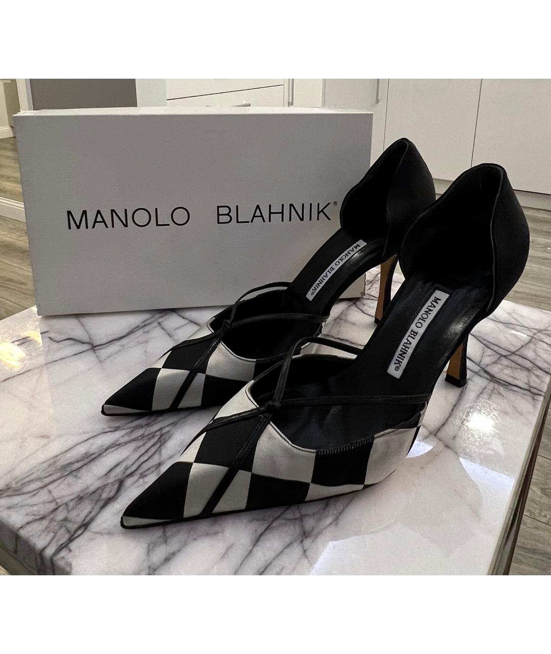 MANOLO BLAHNIK Черные текстильные туфли, фото 5