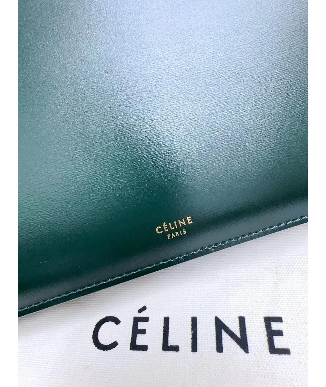 CELINE Зеленая кожаная сумка с короткими ручками, фото 4