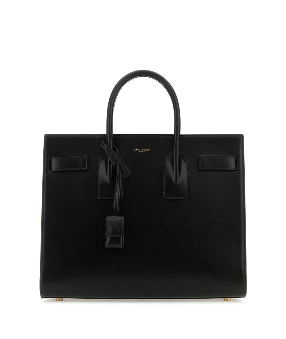 SAINT LAURENT Черная кожаная сумка тоут, фото 1