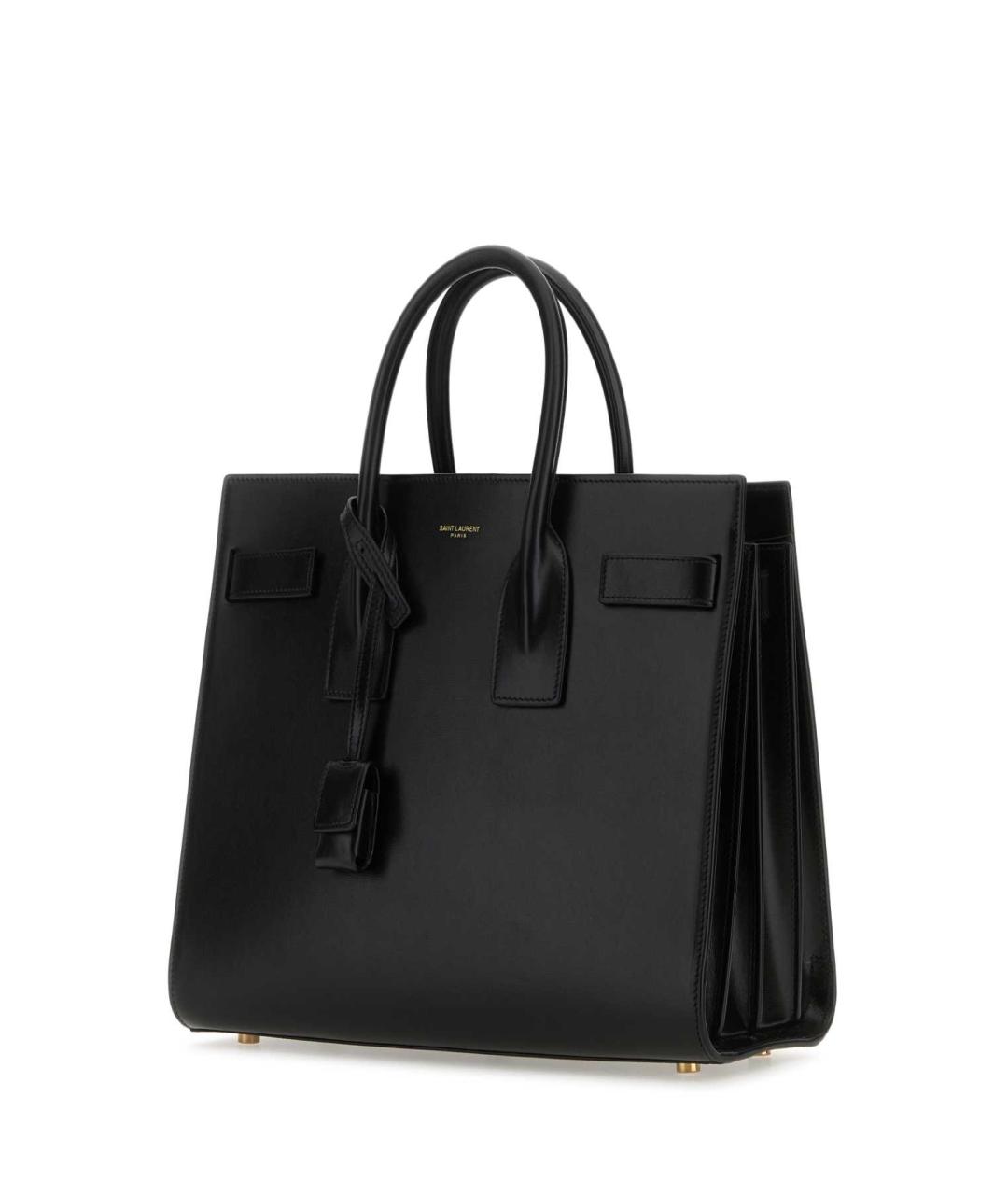 SAINT LAURENT Черная кожаная сумка тоут, фото 2