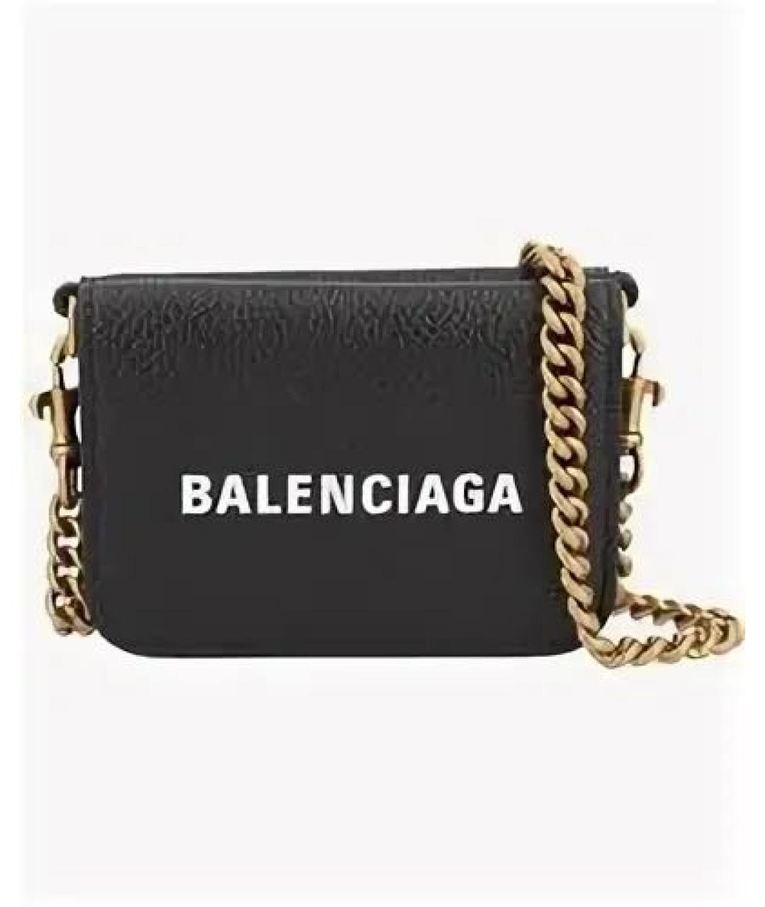 BALENCIAGA Черный кожаный кошелек, фото 5