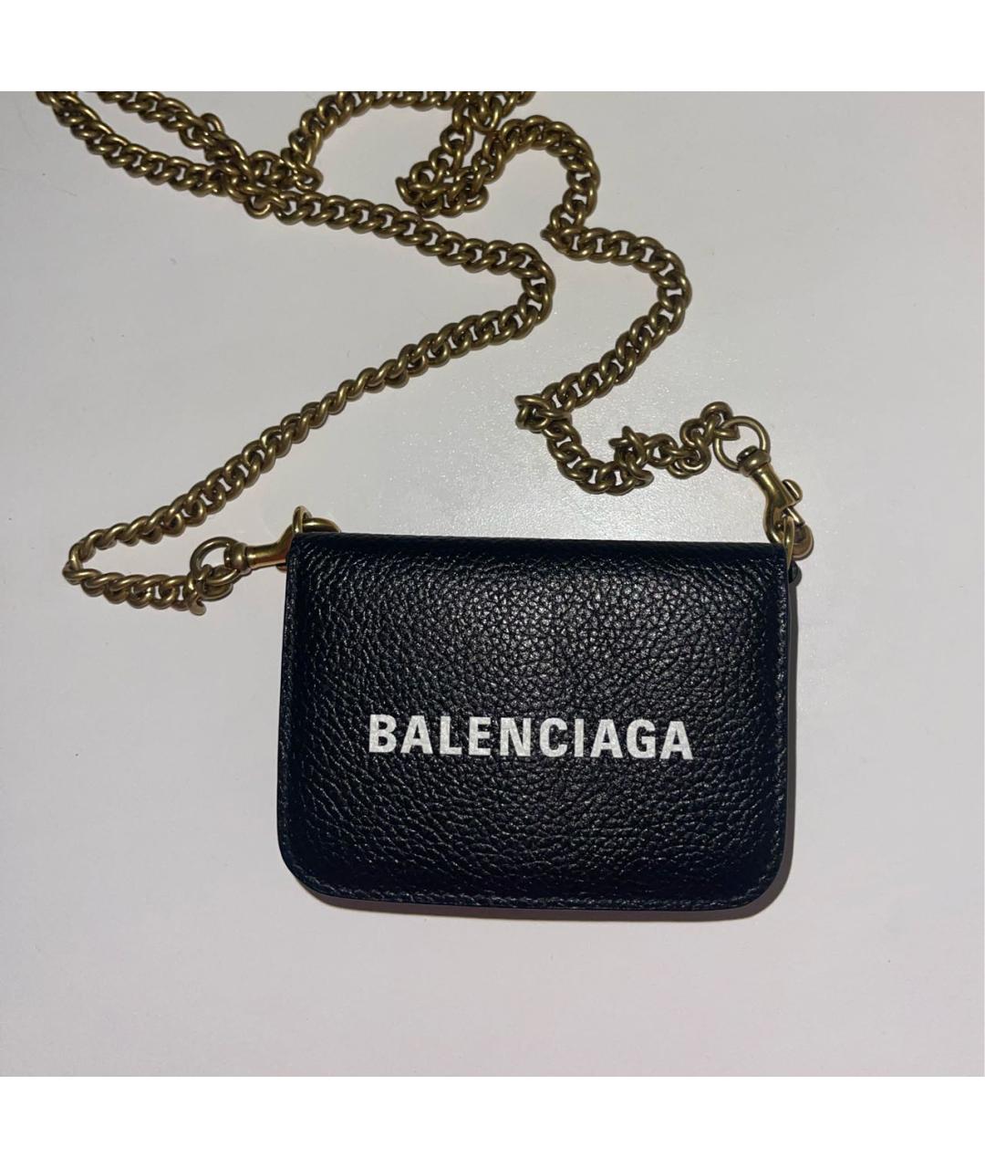 BALENCIAGA Черный кожаный кошелек, фото 2