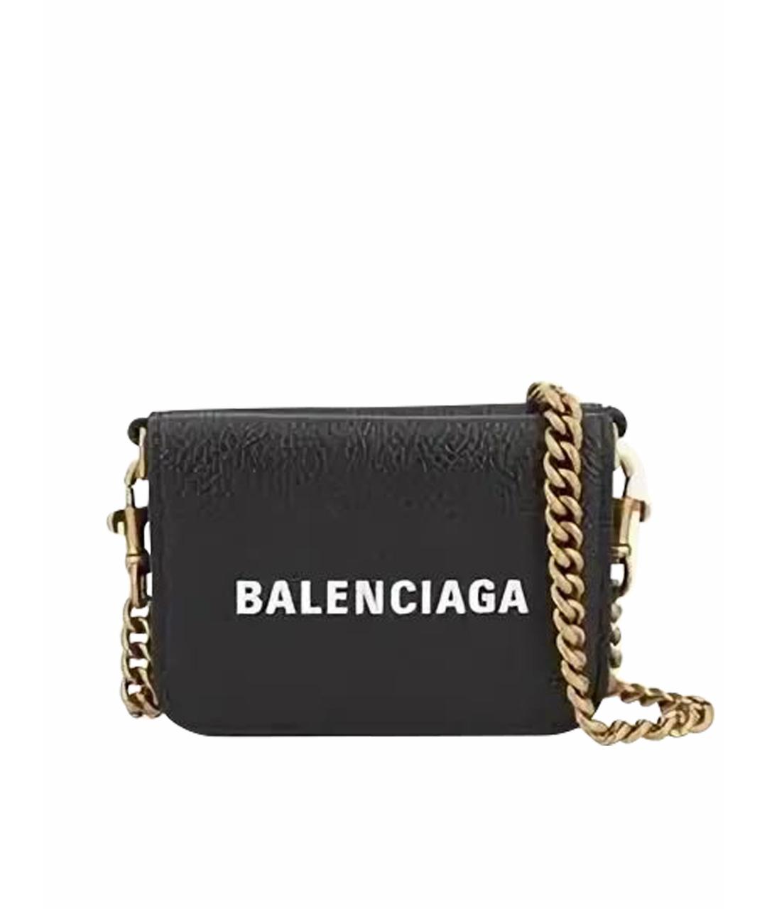 BALENCIAGA Черный кожаный кошелек, фото 1