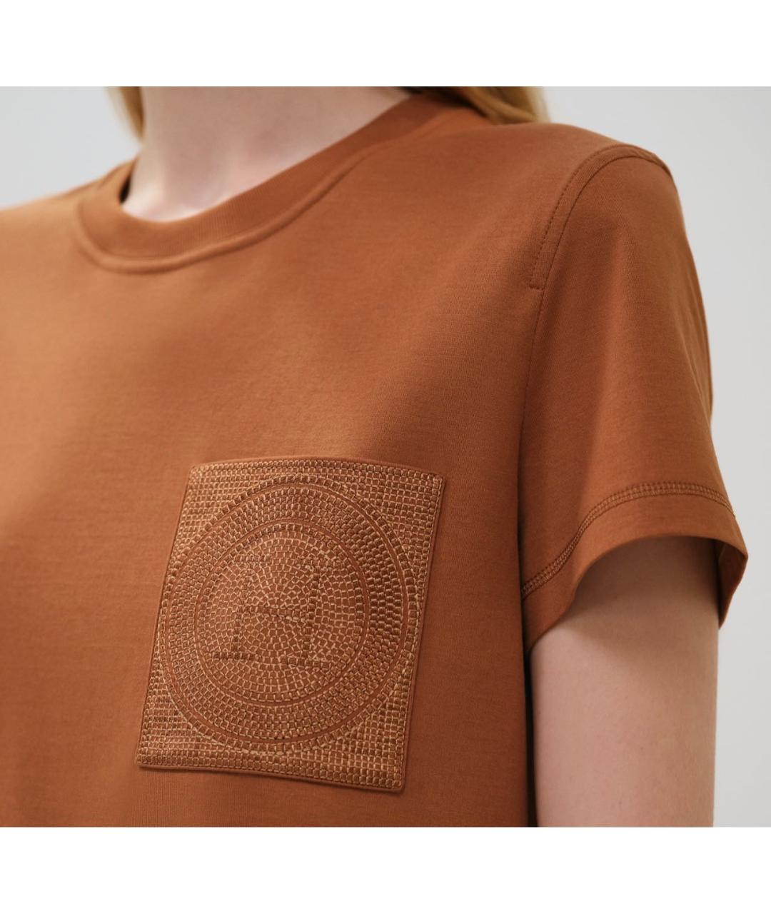 HERMES Оранжевая хлопковая футболка, фото 2