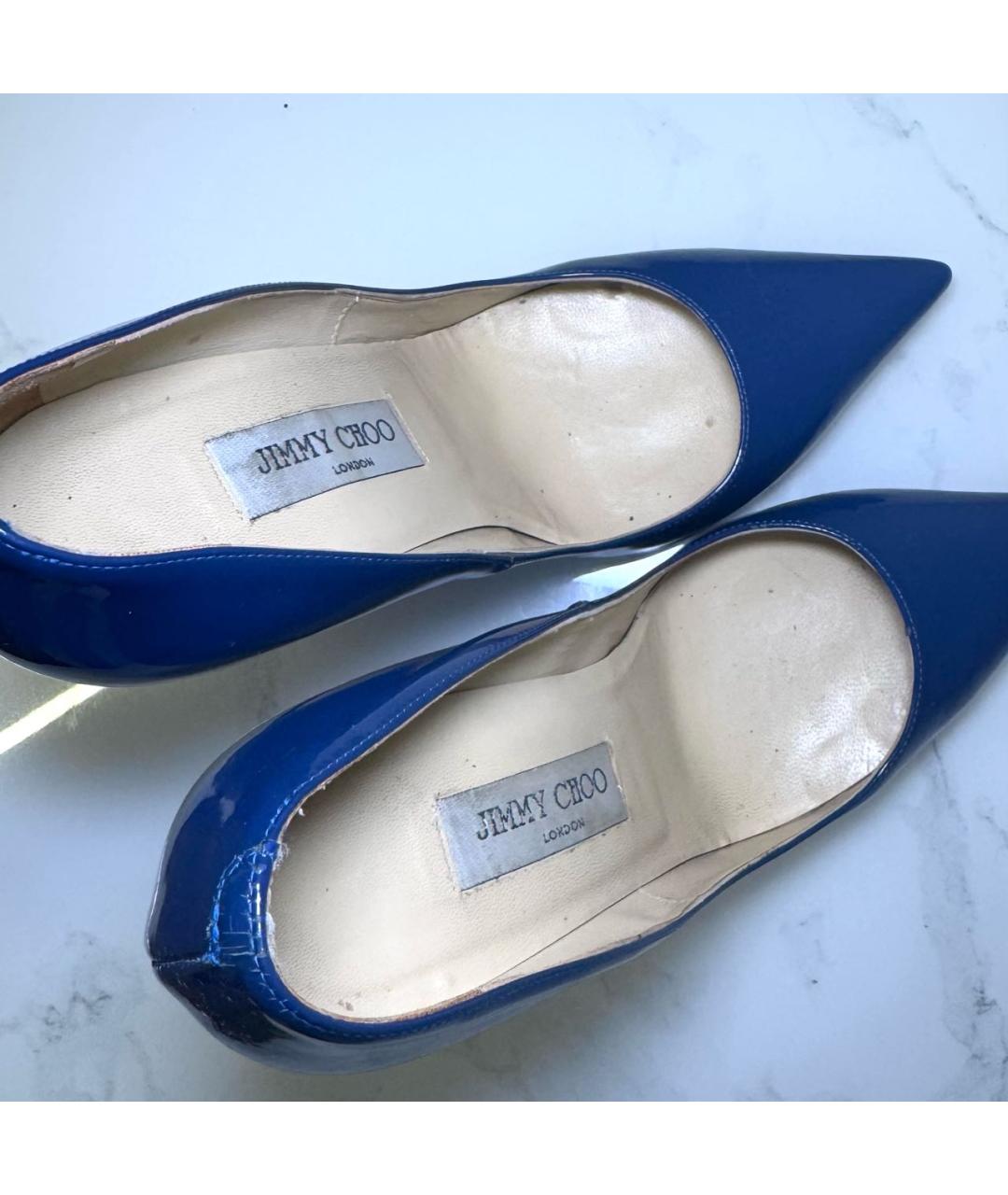 JIMMY CHOO Синие туфли из лакированной кожи, фото 7